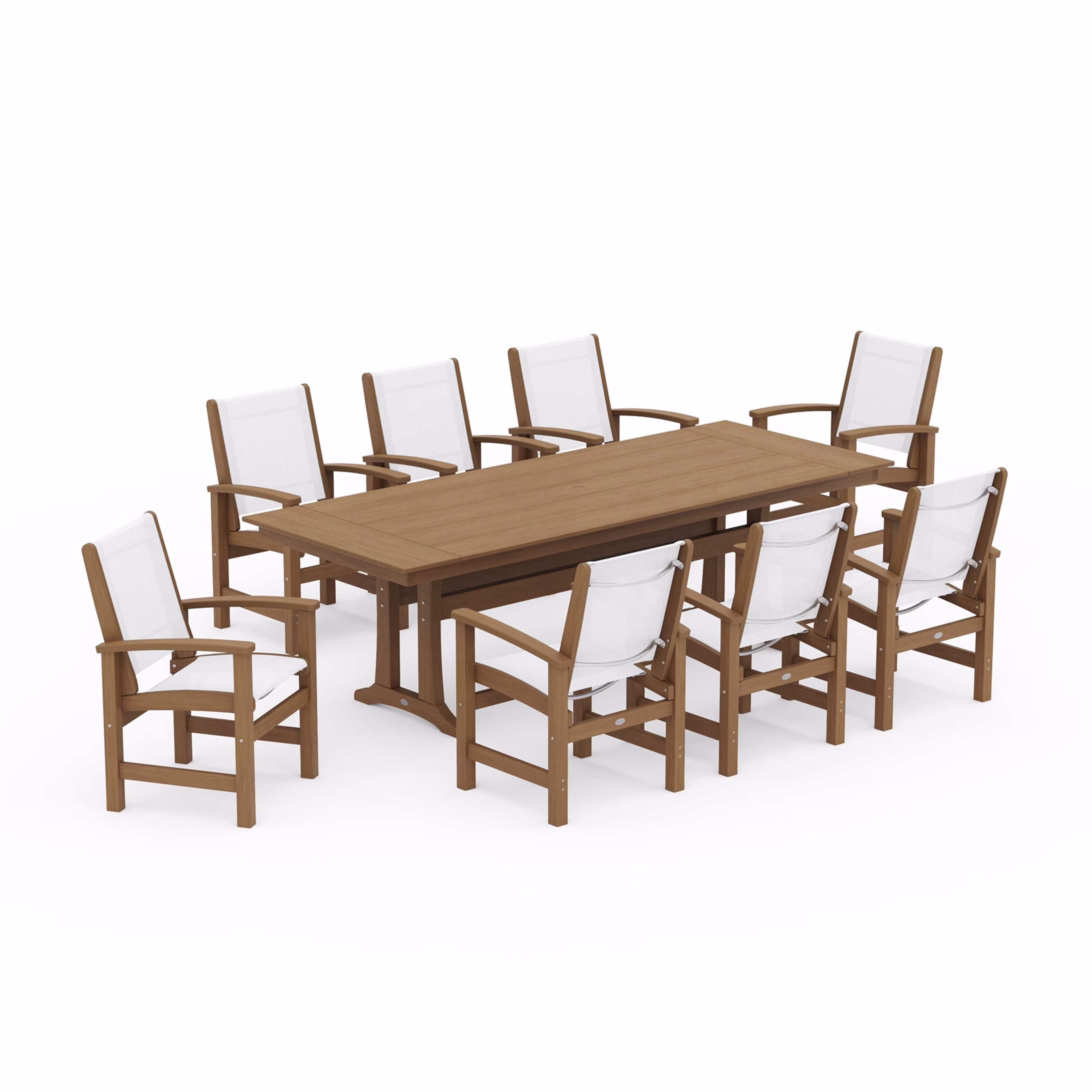 Polywood Coastal 9-Piece Farmhouse Dining Set with Trestle Legs