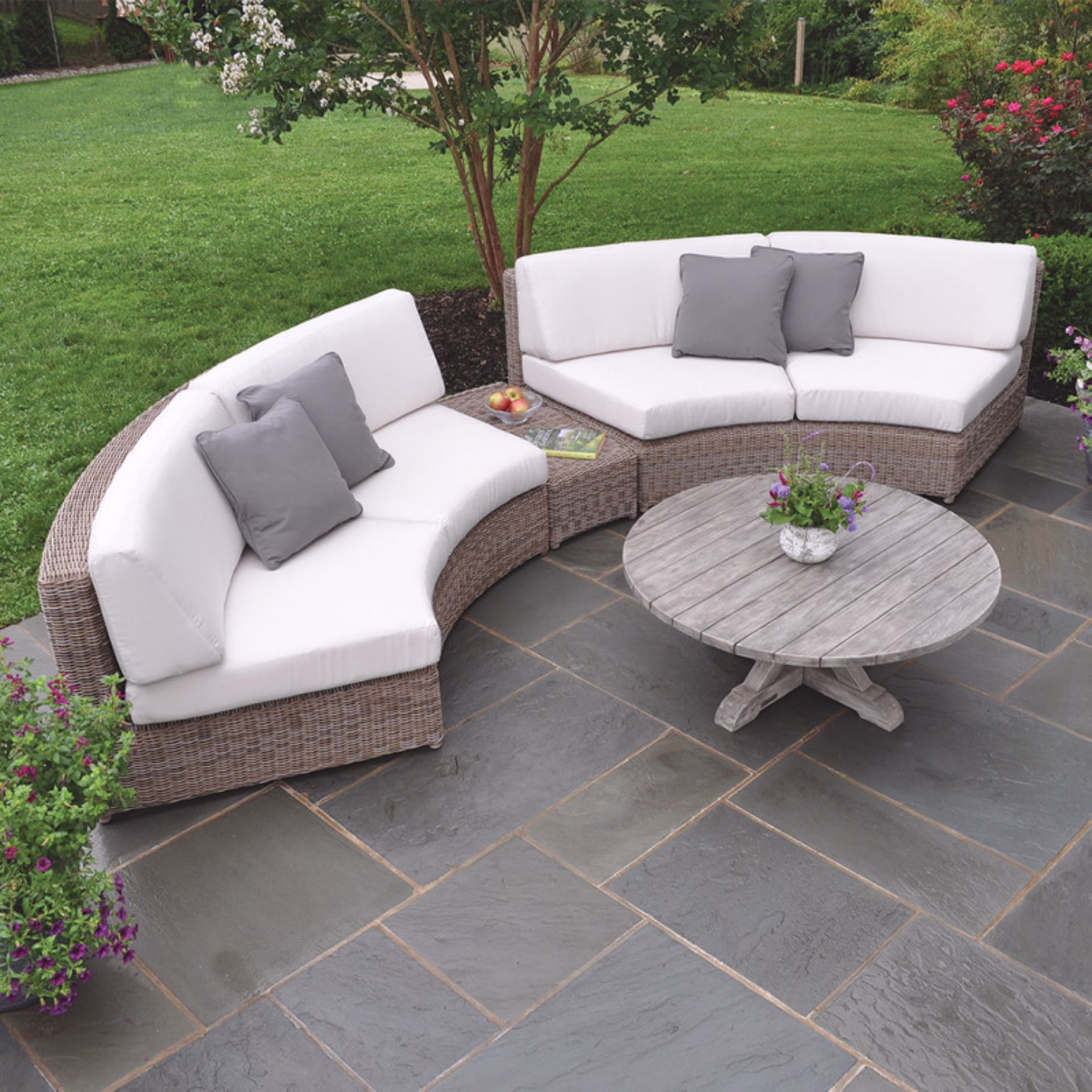 Kingsley Bate Sag Harbor Woven Curved Armless Settee Outdoor Sectional Unit