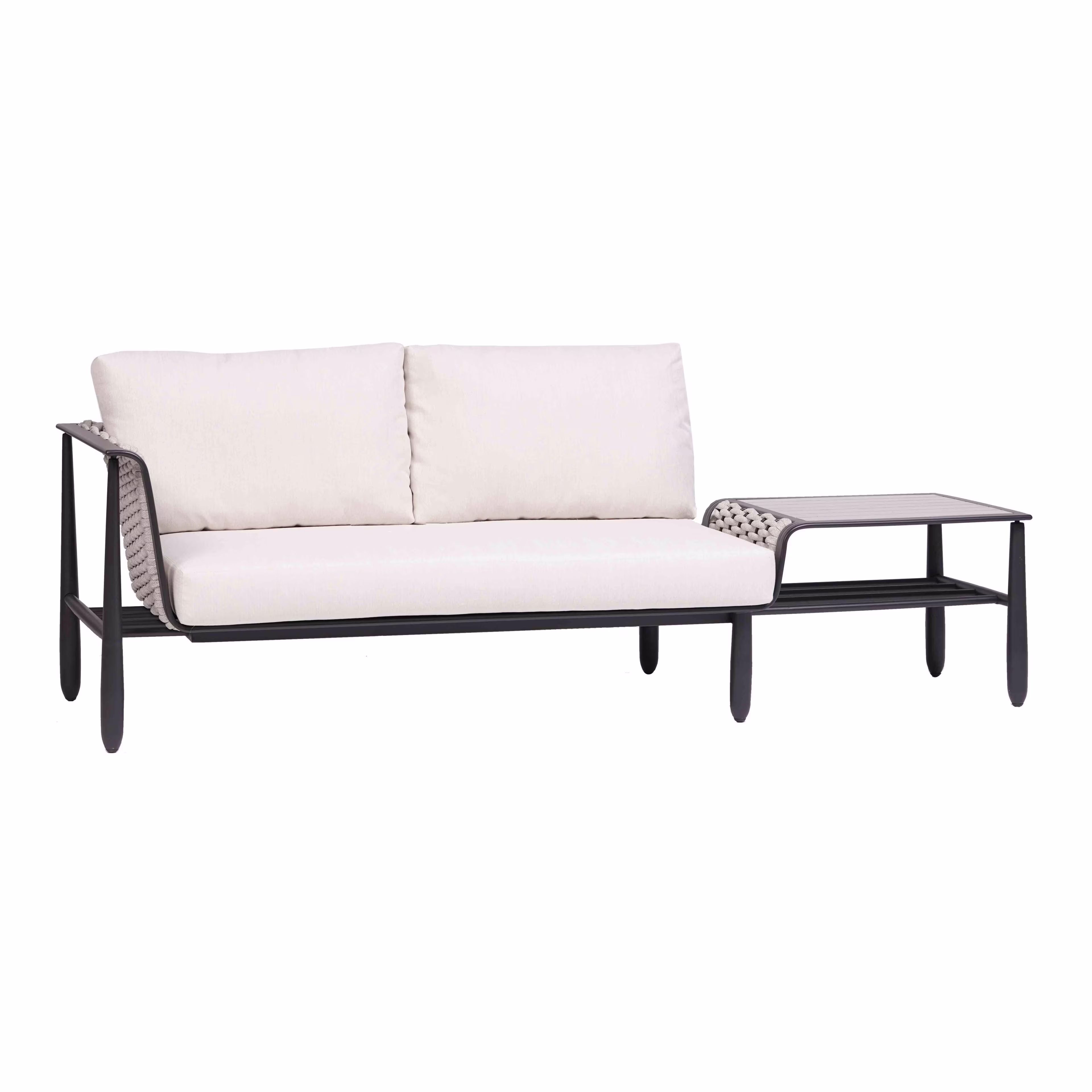 Ratana Diva Aluminum Left Arm Love Seat with Corner Table