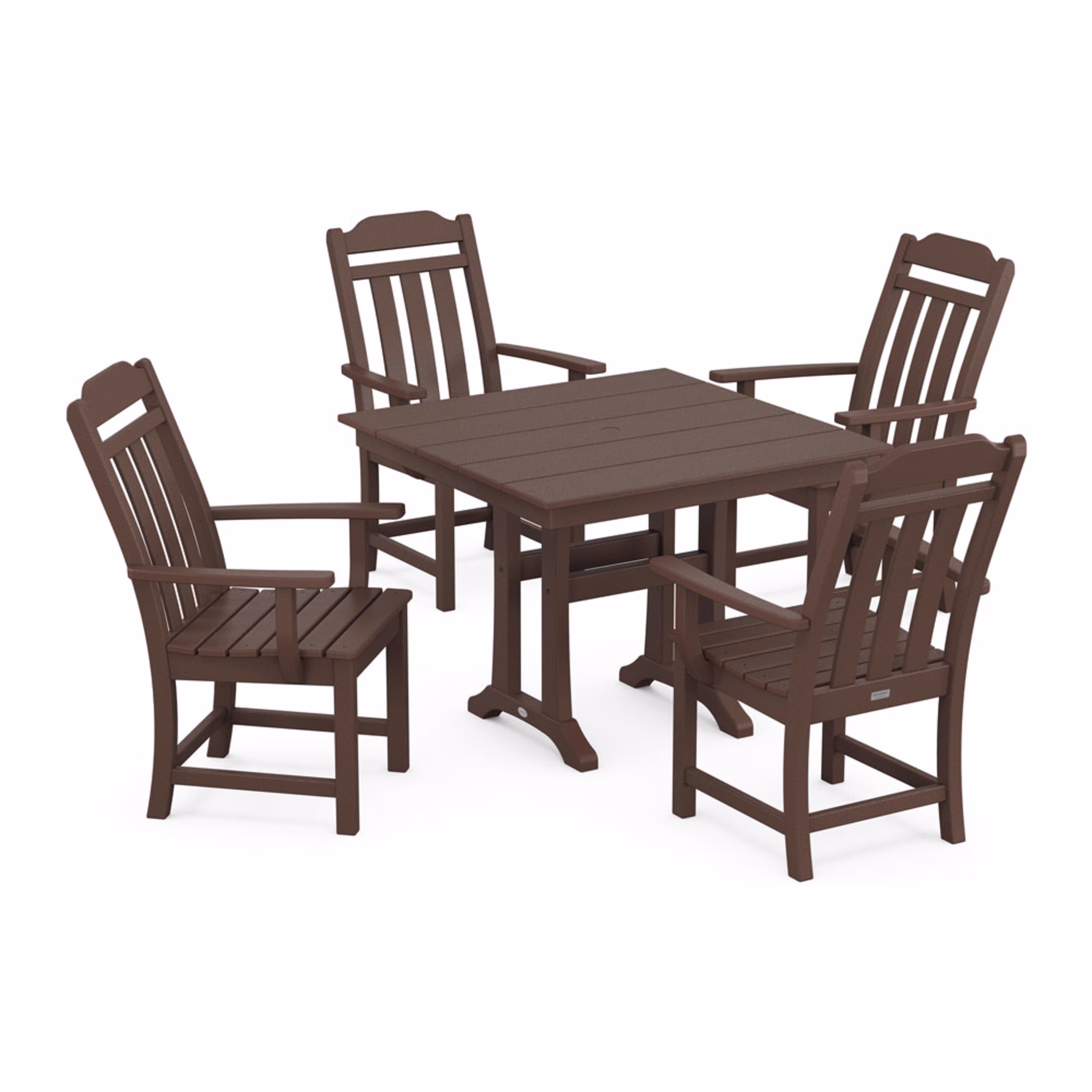 Polywood Cottage 5-Piece Farmhouse Dining Set with Trestle Legs