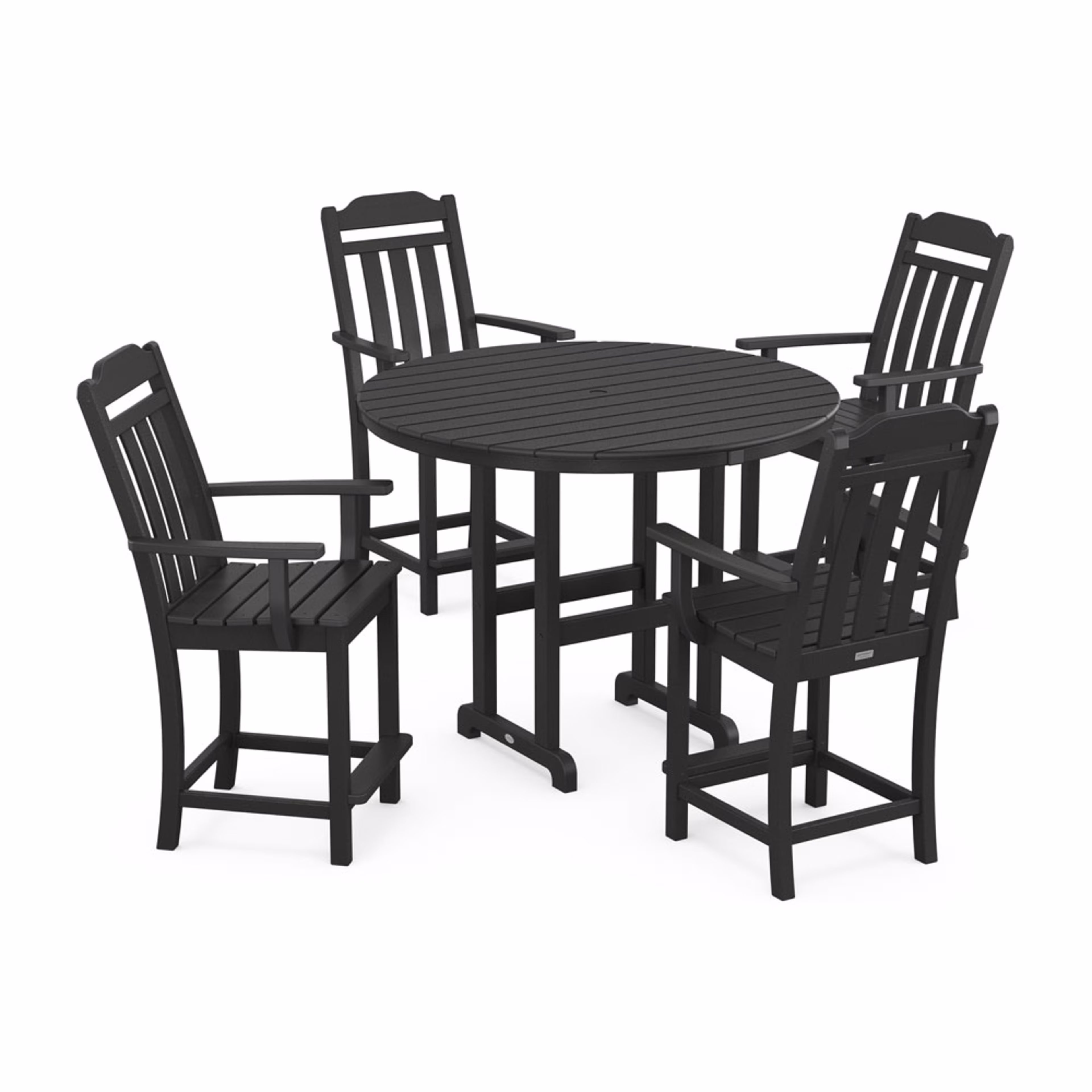 Polywood Cottage 5-Piece Round Farmhouse Counter Set