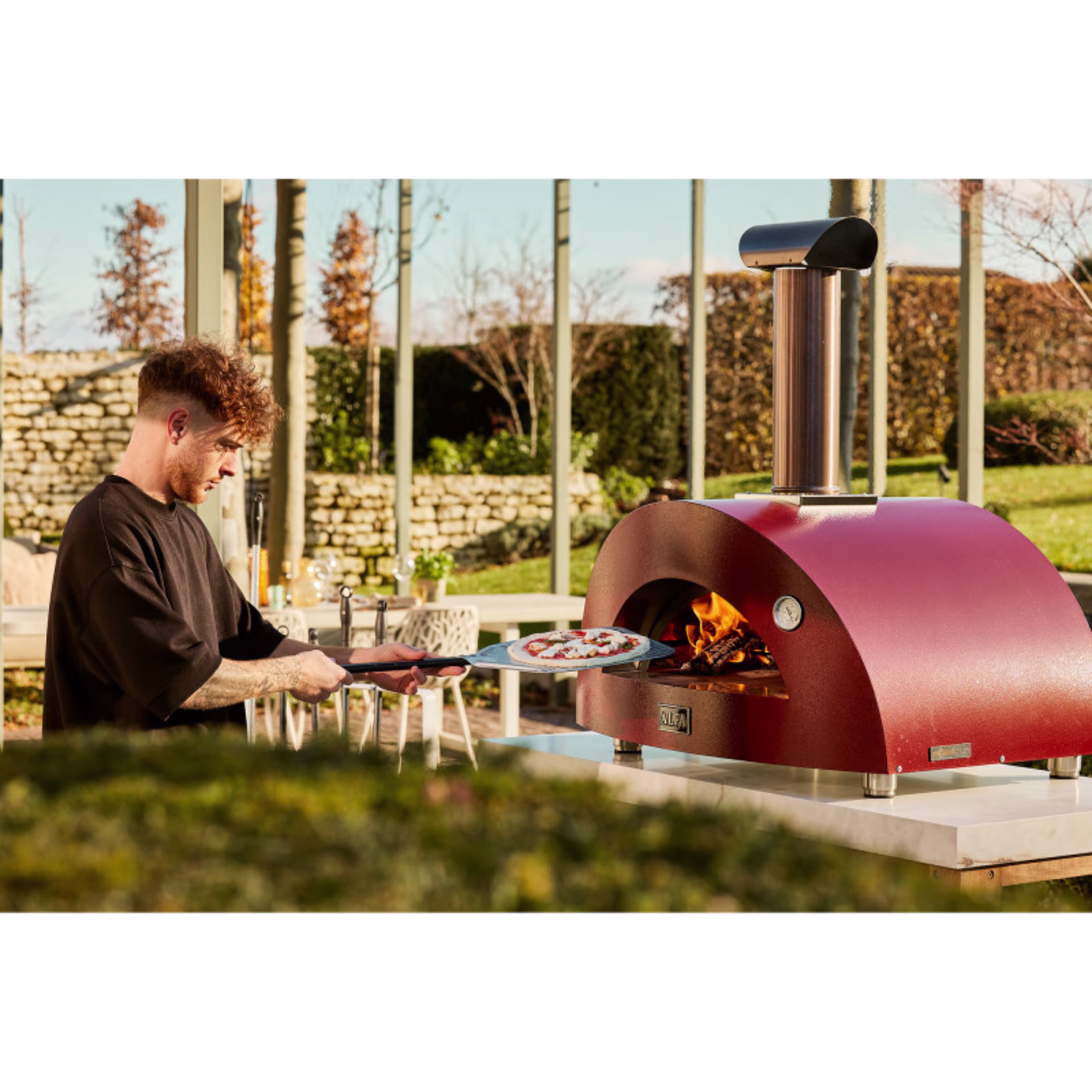 Alfa Moderno 2 Pizze 38" Countertop Outdoor Pizza Oven
