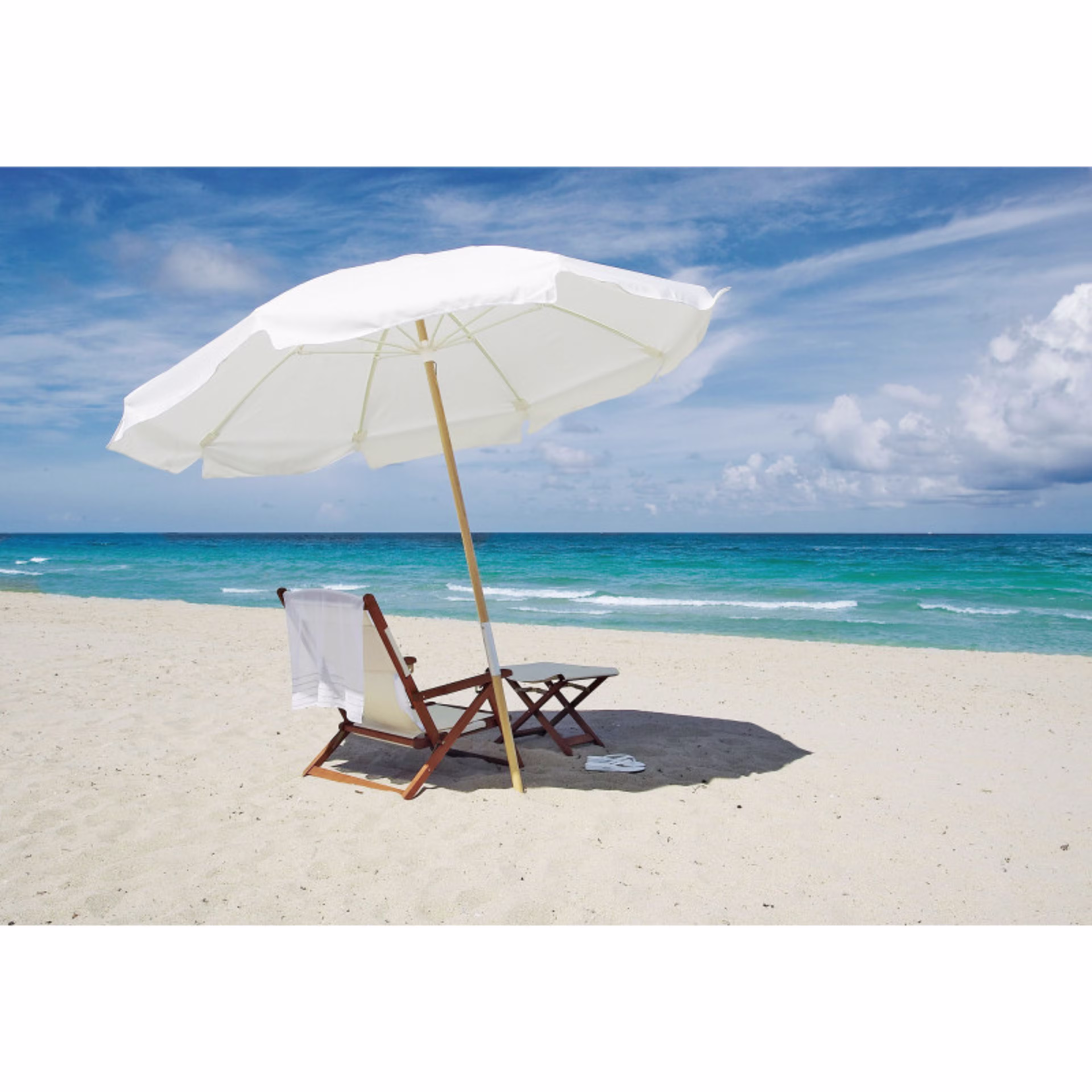 FiberBuilt 7.5' Hexagonal Wood Market Beach Umbrella