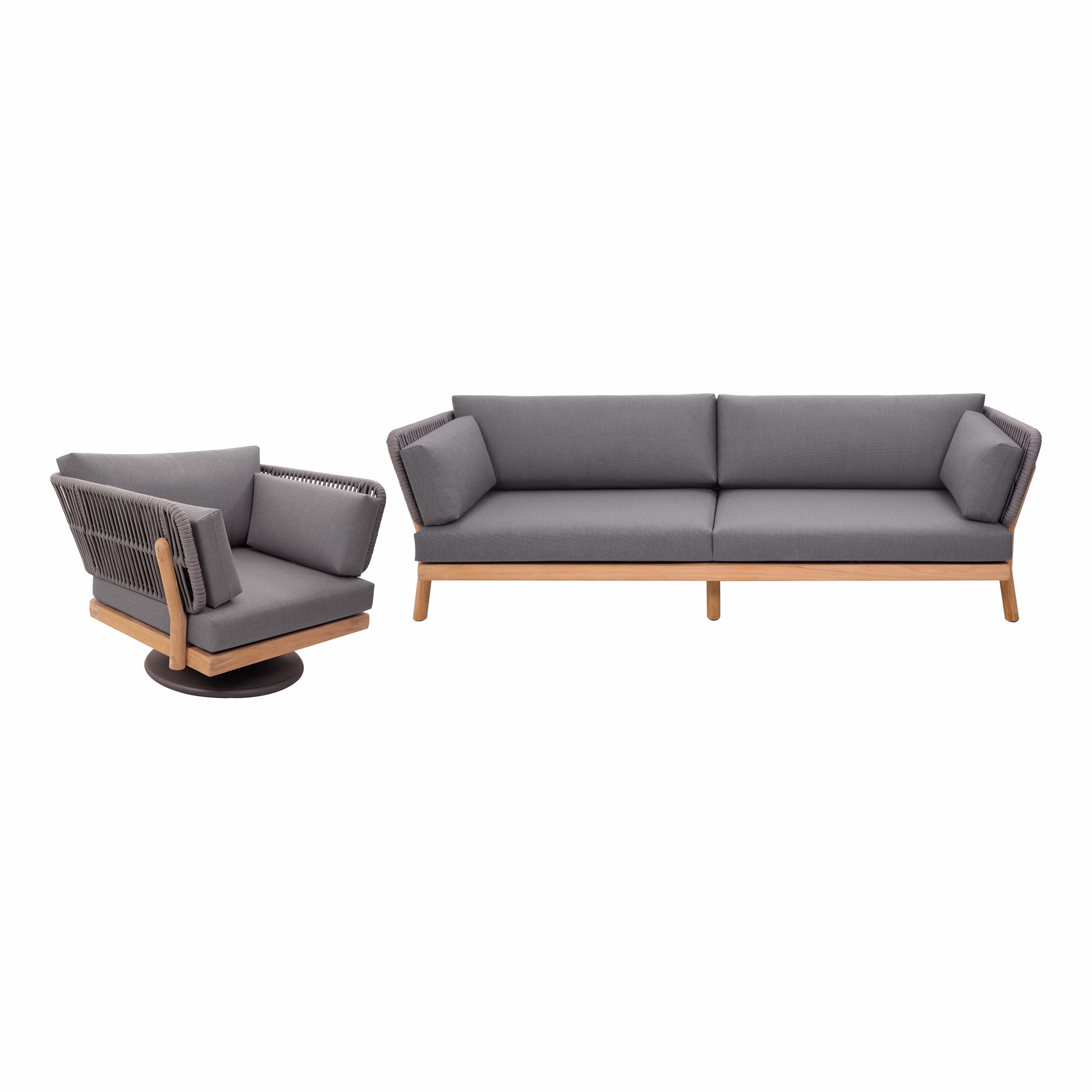 POVL Outdoor Supra 2-Piece Swivel Rocker and Sofa Outdoor Lounging Set