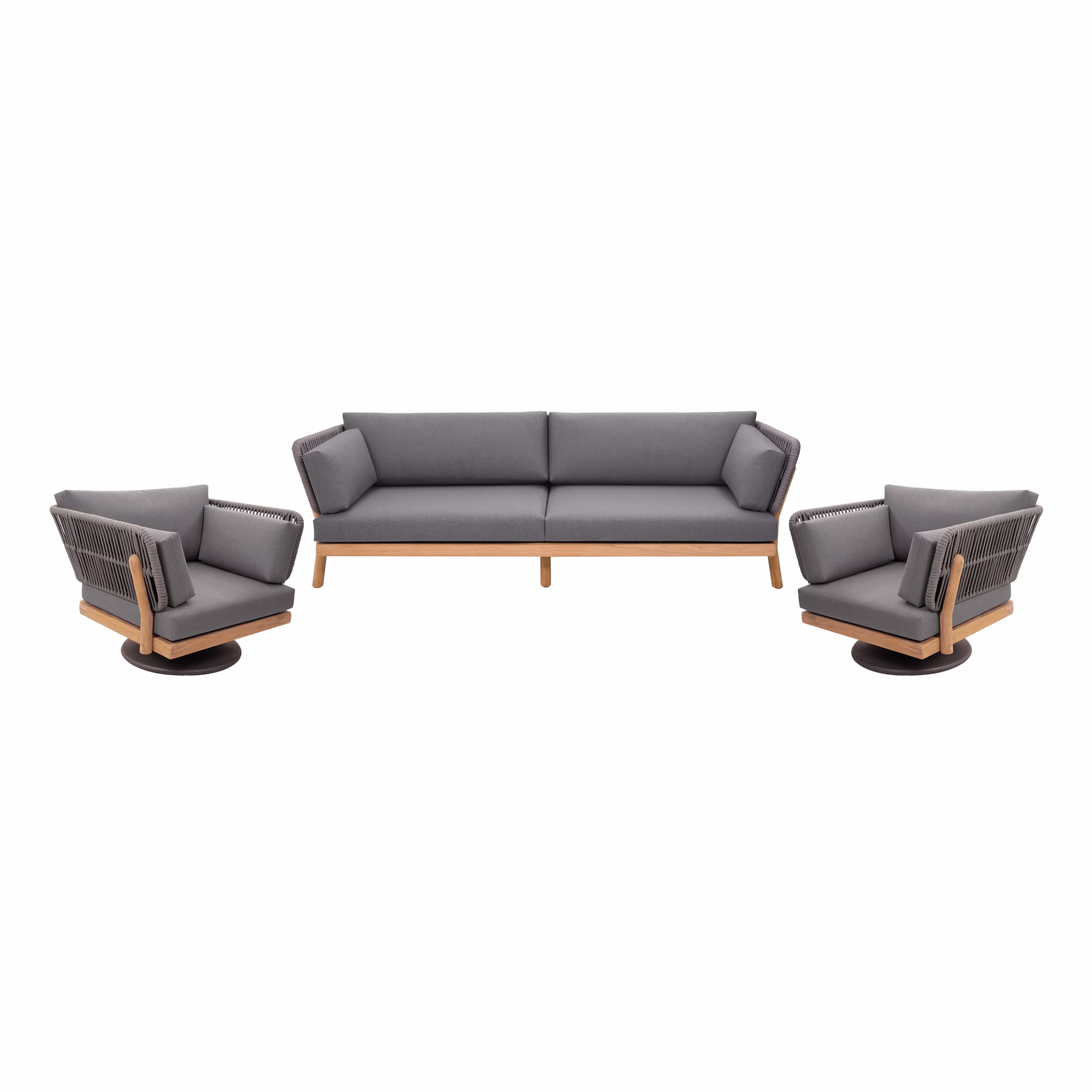 POVL Outdoor Supra 3-Piece Swivel Rocker and Sofa Outdoor Lounging Set