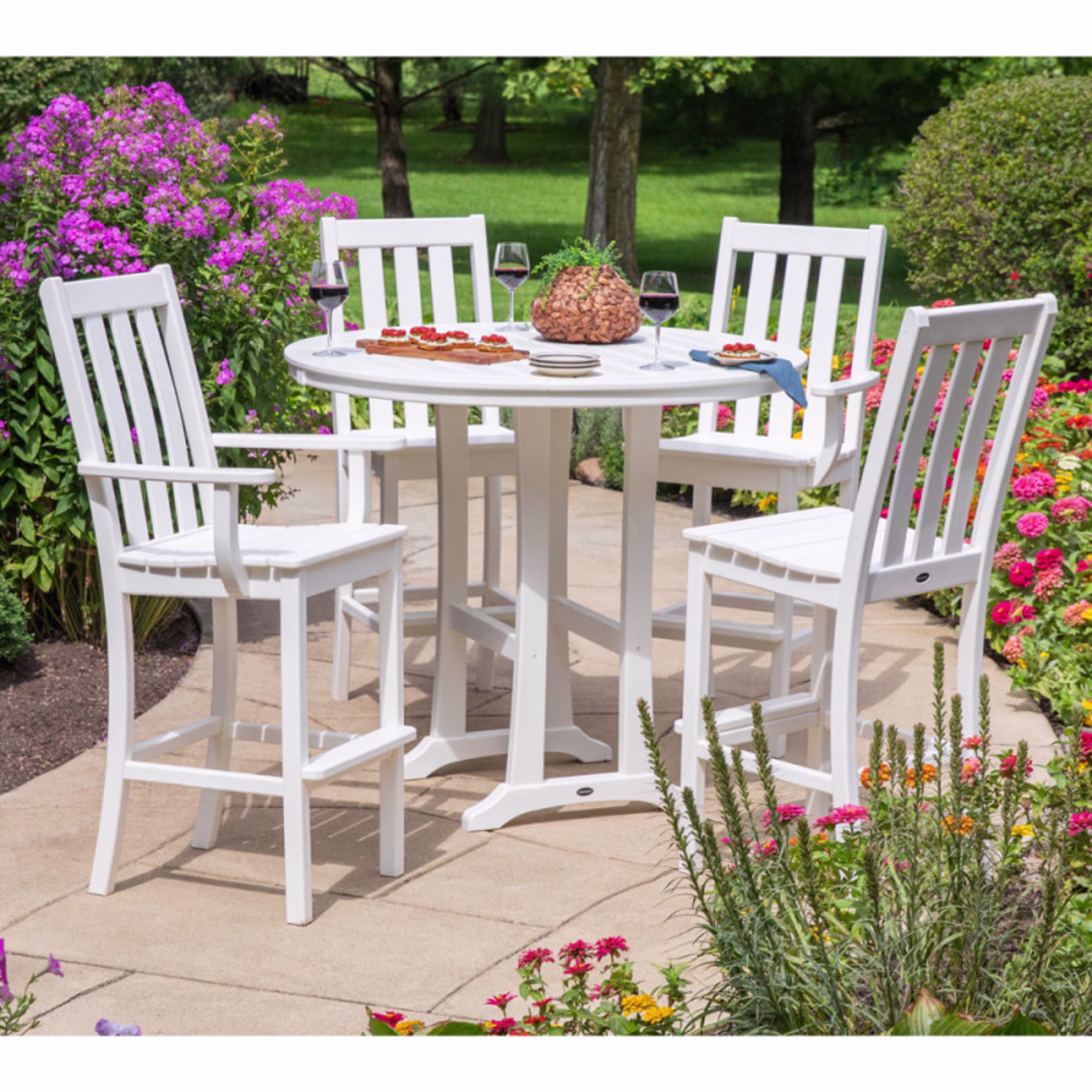 Polywood Vineyard 5-Piece Nautical Trestle Bar Set