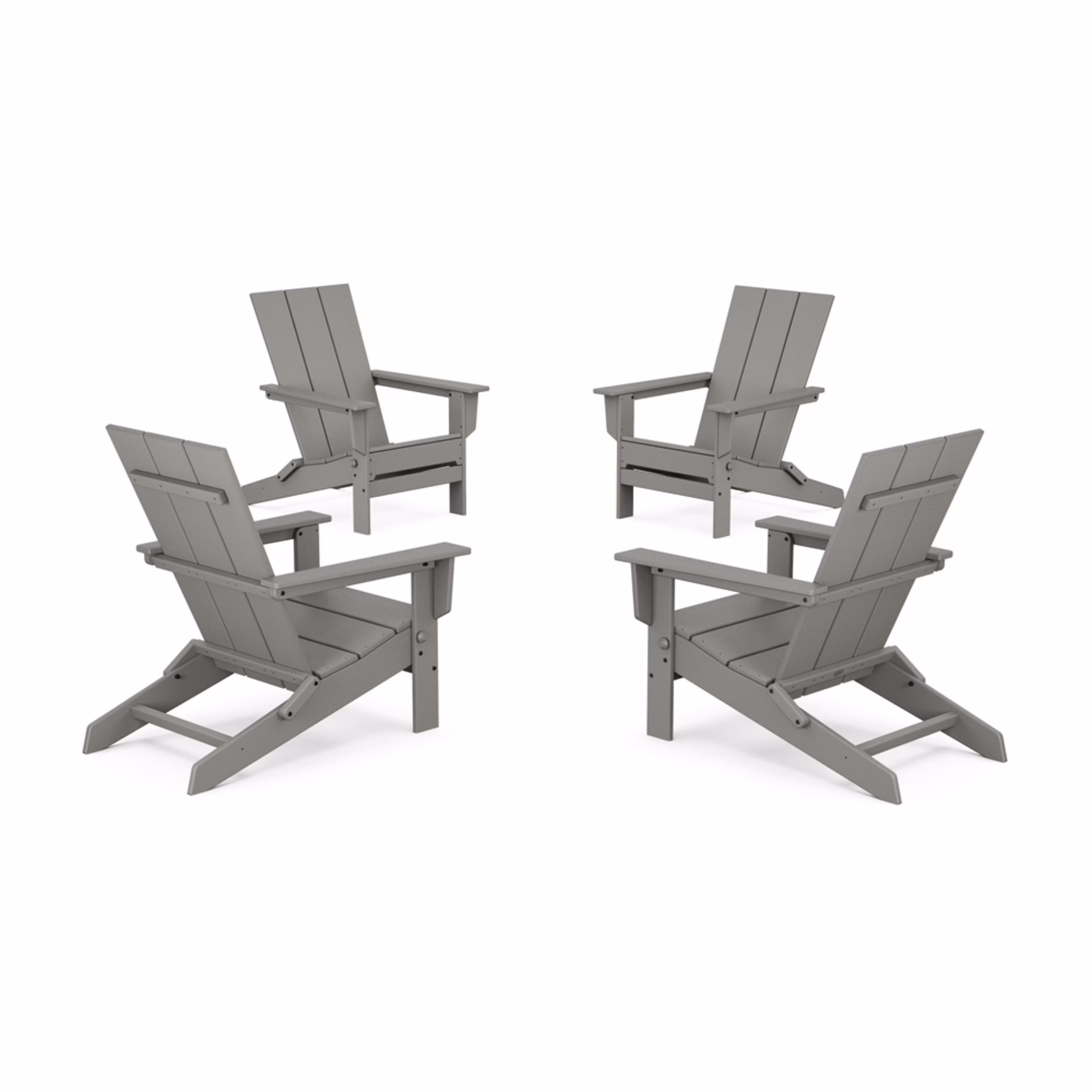 Polywood 4-Piece Modern Studio Folding Adirondack Chair Conversation Set