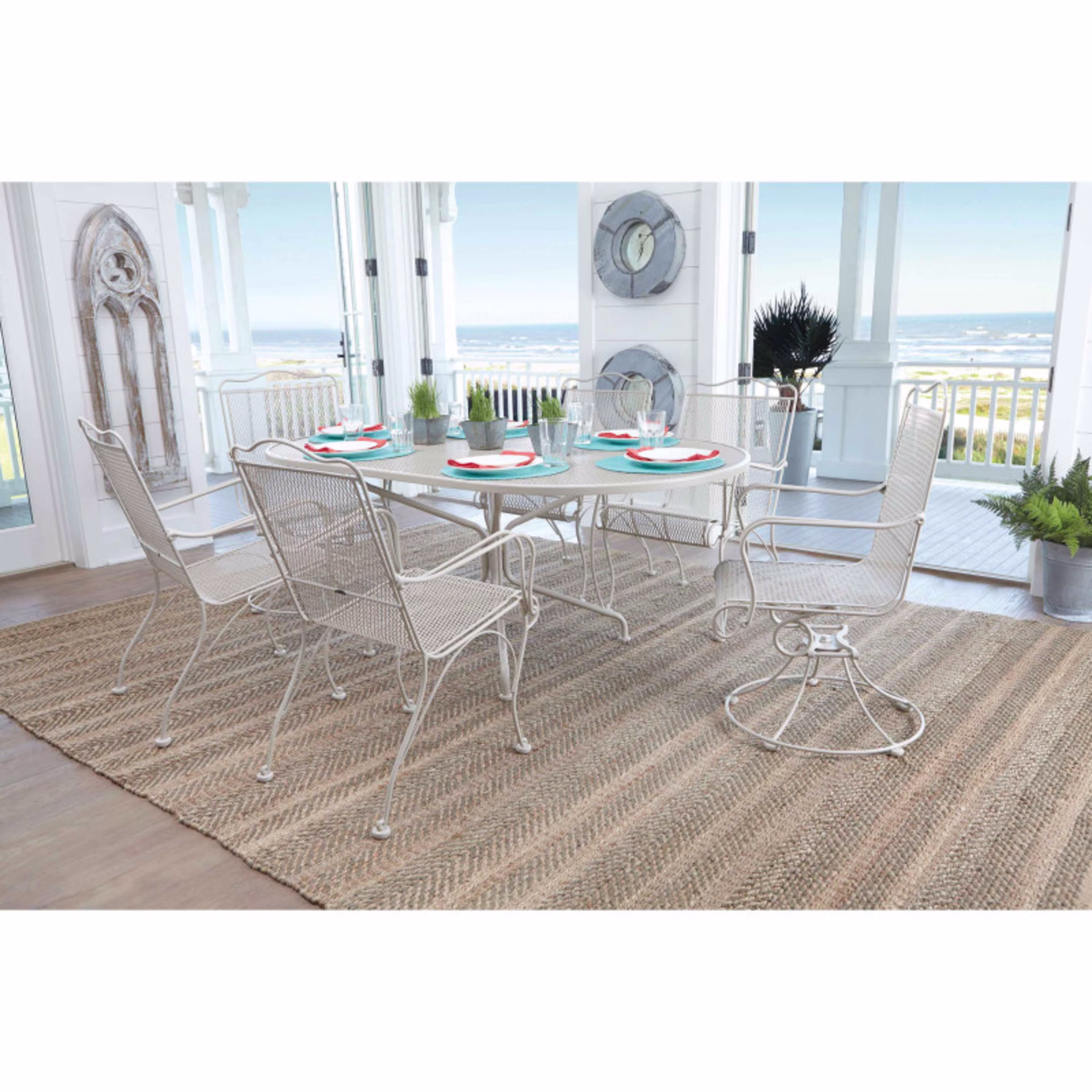 Woodard Tucson High Back Swivel Rocking Dining Armchair - Set of 2
