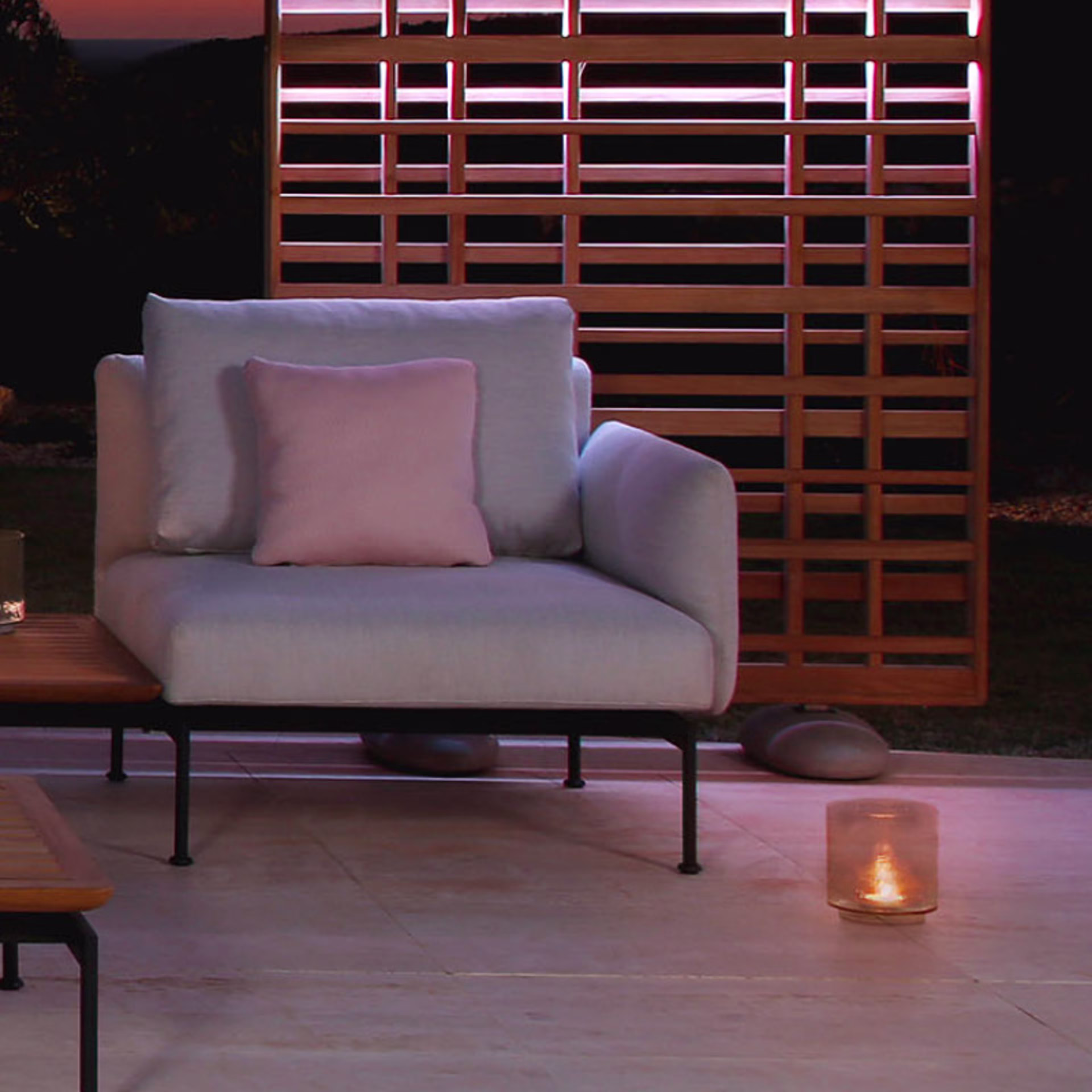 Barlow Tyrie Layout Upholstered Single Seat with One Arm Outdoor Sectional Unit