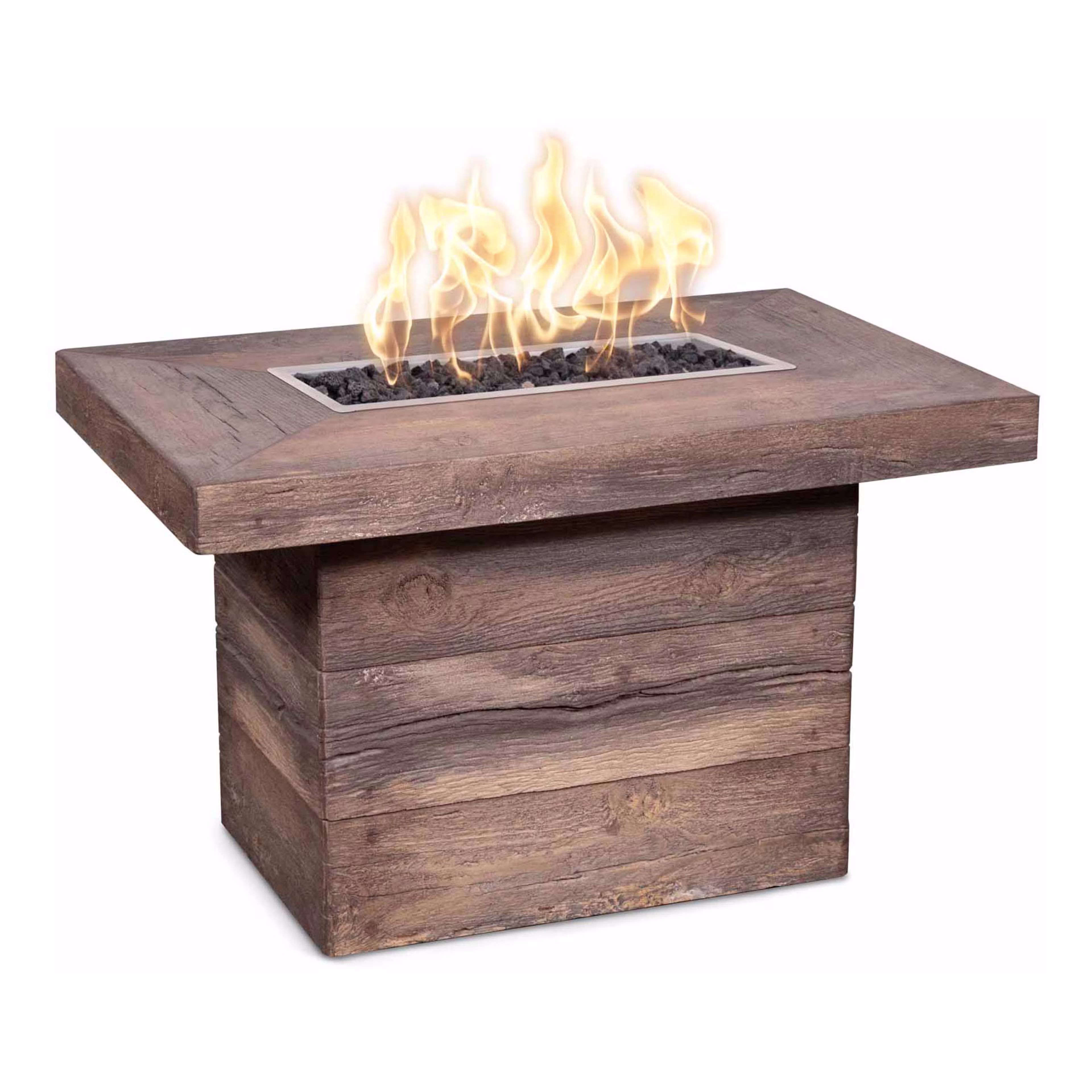 The Outdoor Plus Alberta 36" Rectangular Wood Grain Concrete Gas Fire Table w/ Hidden Tank