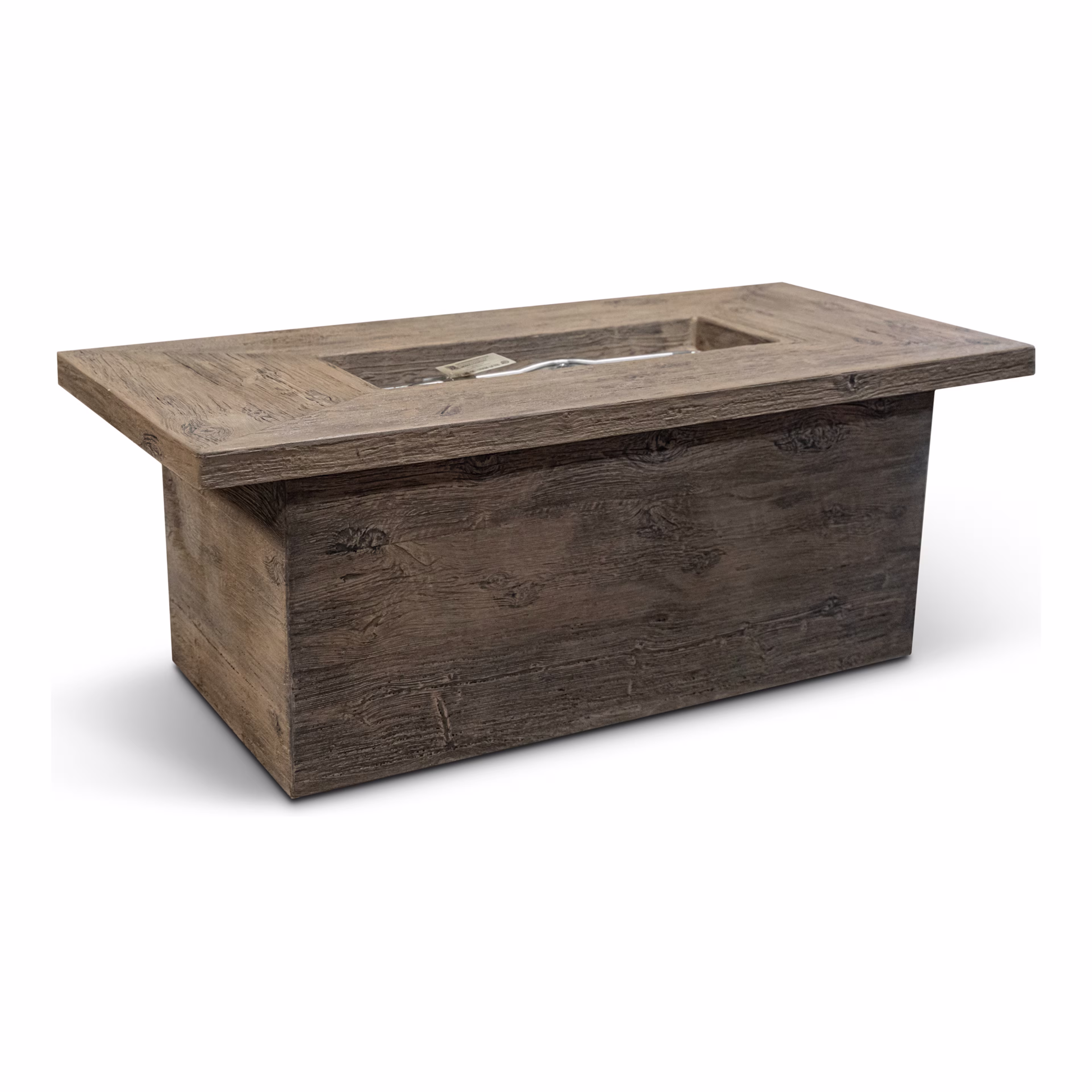 The Outdoor Plus Grove 60" Rectangular Wood Grain Concrete Gas Fire Table w/ Hidden Tank