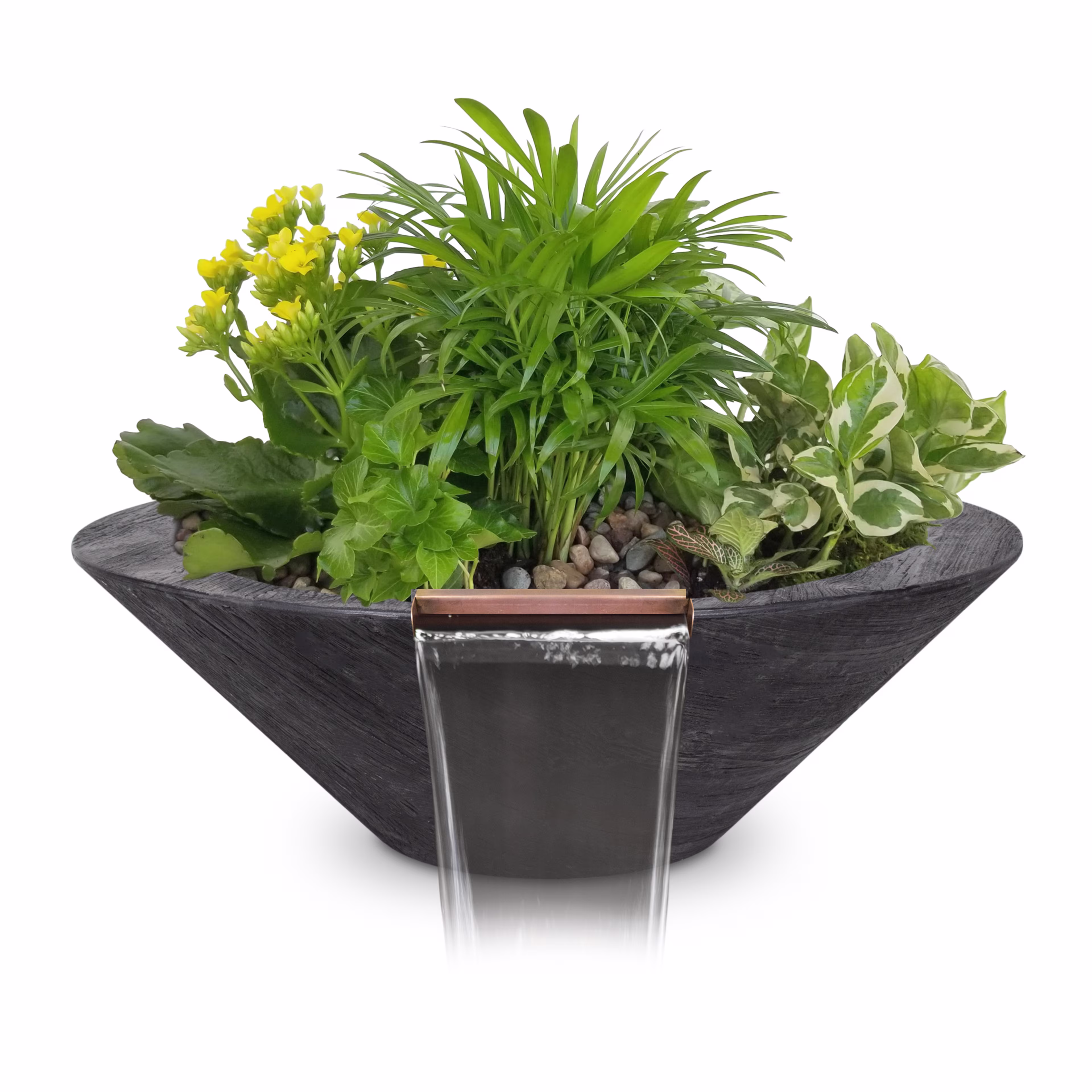 The Outdoor Plus Cazo 24" Wood Grain Concrete Planter & Water Bowl