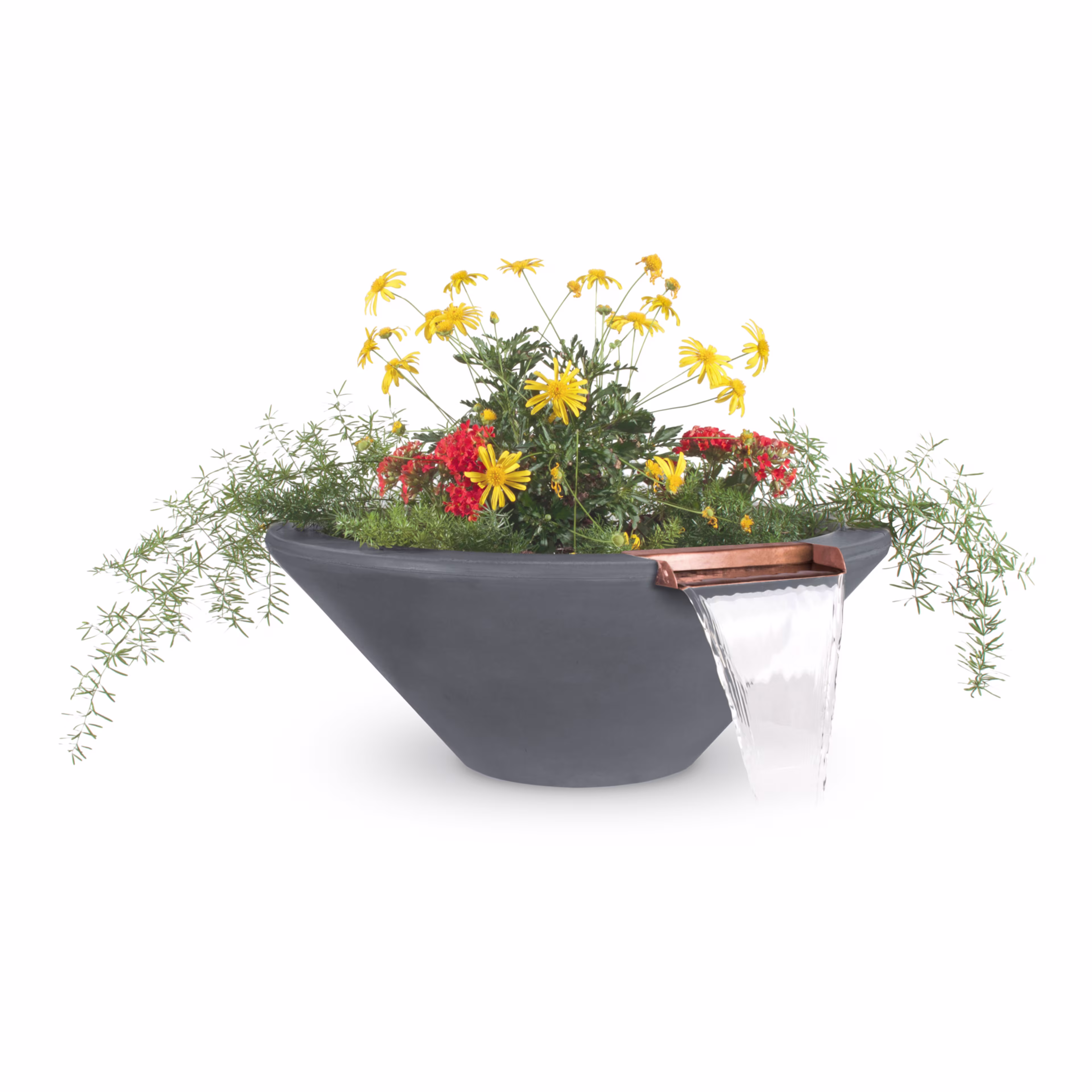 The Outdoor Plus Cazo 36" GFR Concrete Planter & Water Bowl