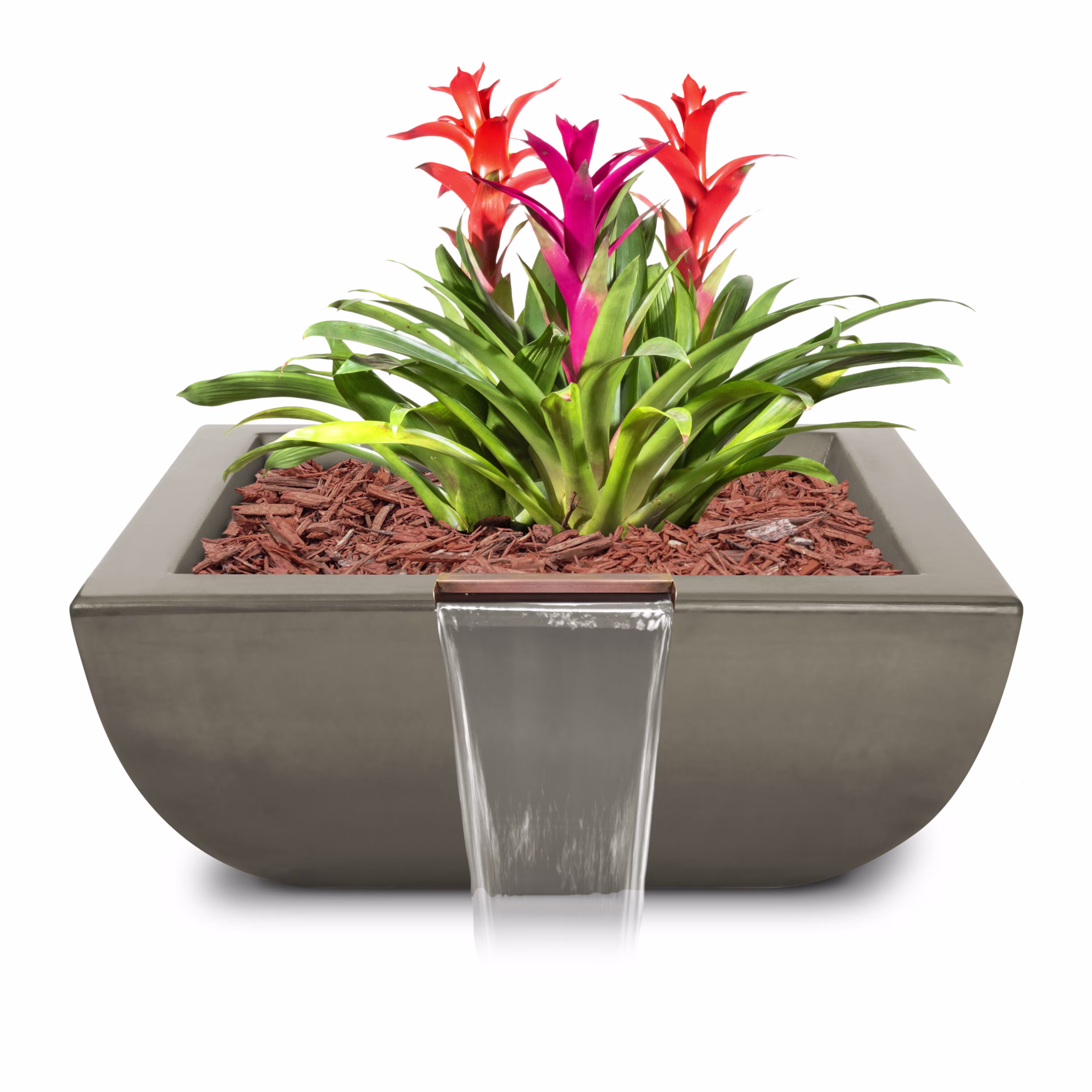 The Outdoor Plus Avalon 30" GFR Concrete Planter & Water Bowl