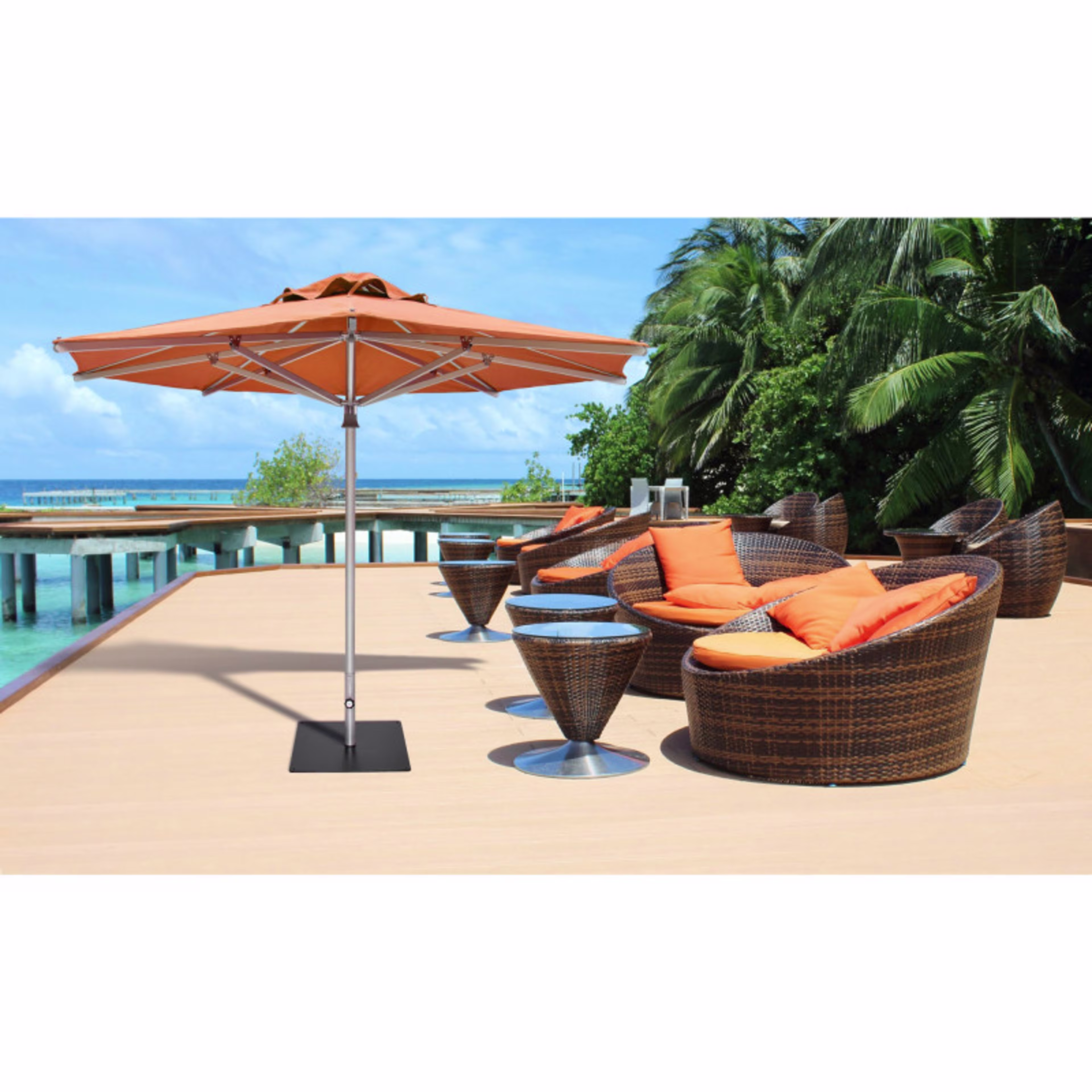 Woodline Shade Solutions Square Metal Plate 55 lb. Market Umbrella Base w/ Wheels