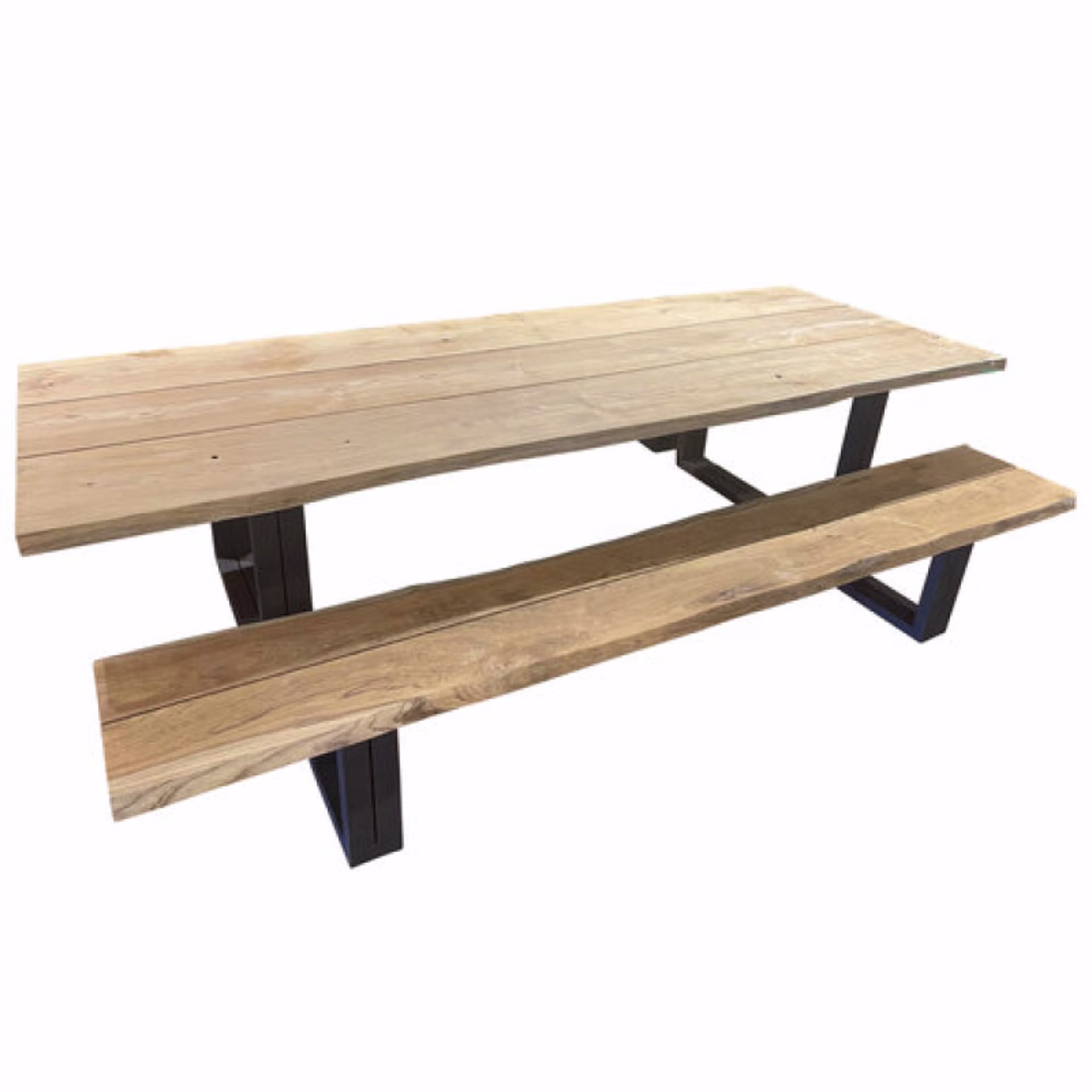 POVL Outdoor Planke 3-Piece Rectangular Dining Set with Benches Protective Cover