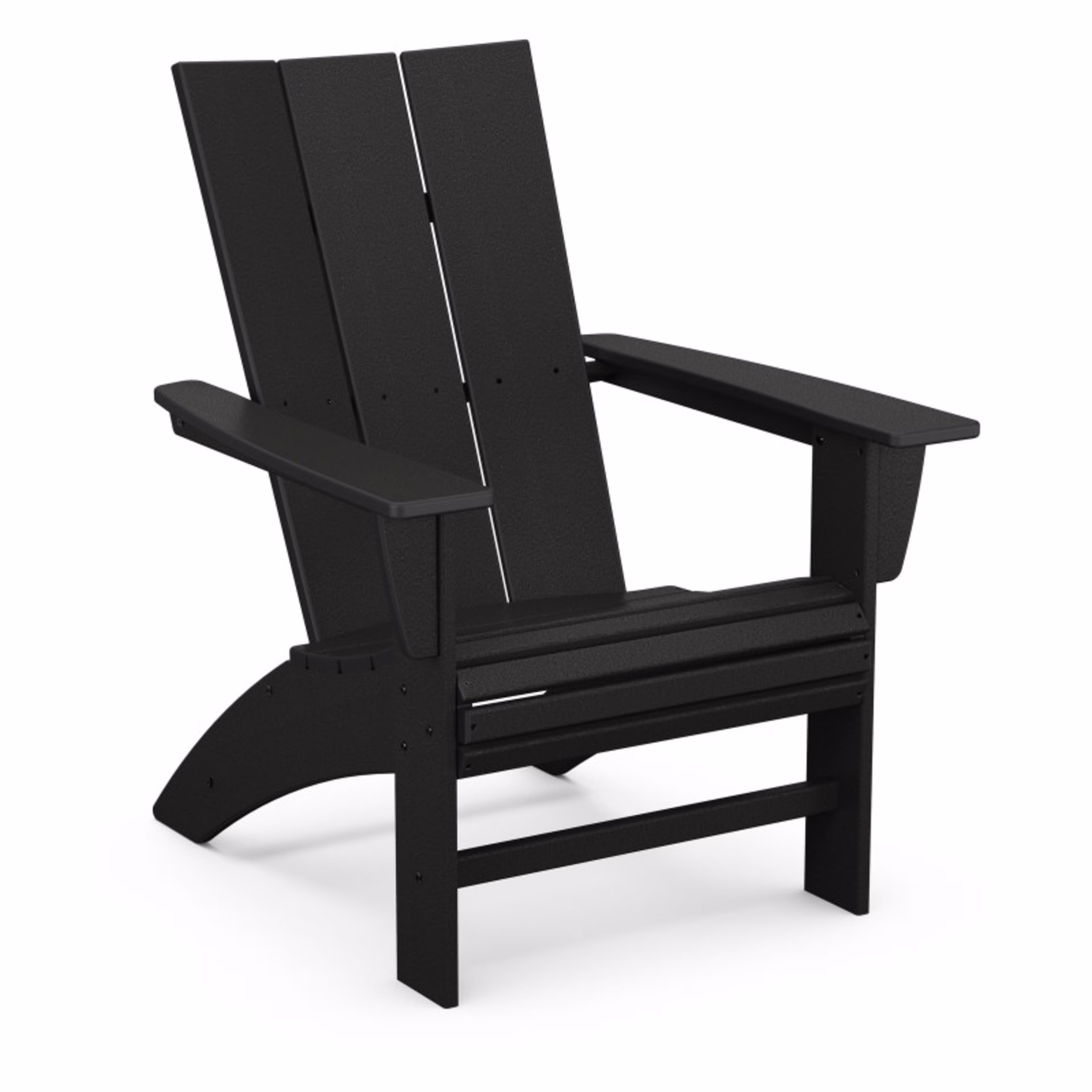 Polywood Modern 3-Piece Curveback Adirondack Set with Angled Connecting Table