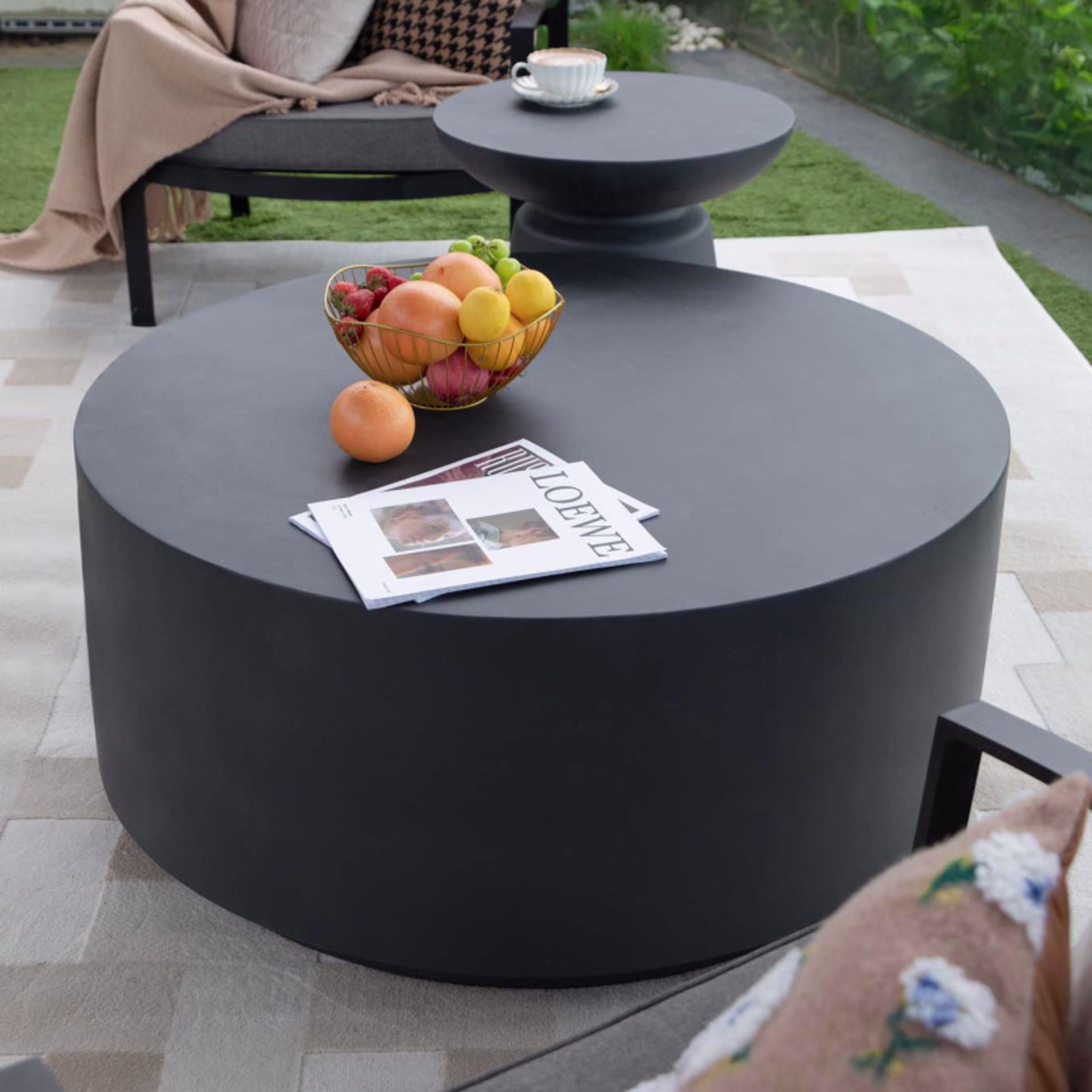 Elementi Home Rome 34" GFRC Round Coffee Table
