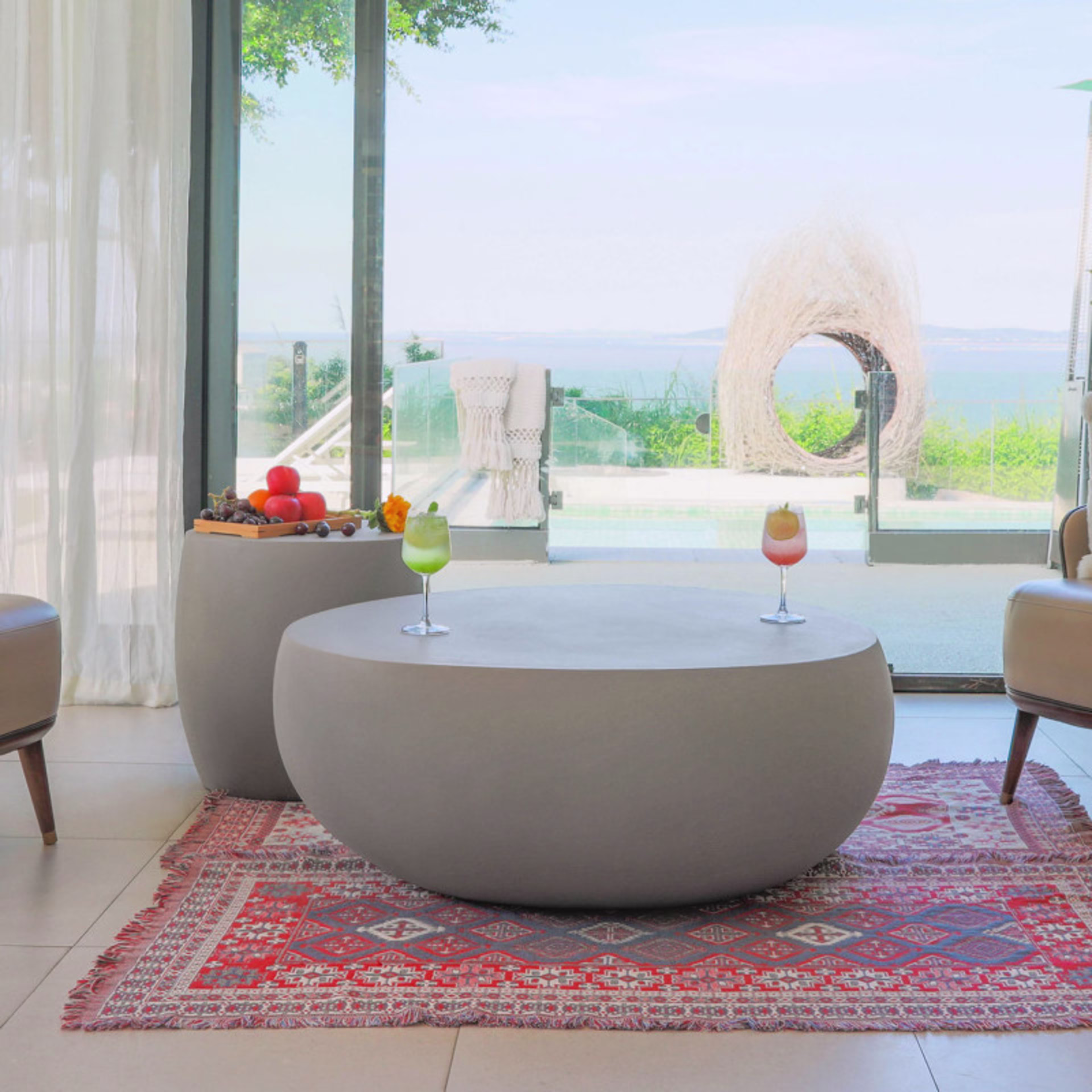 Elementi Home Ikaria 42" GFRC Cobble Coffee Table