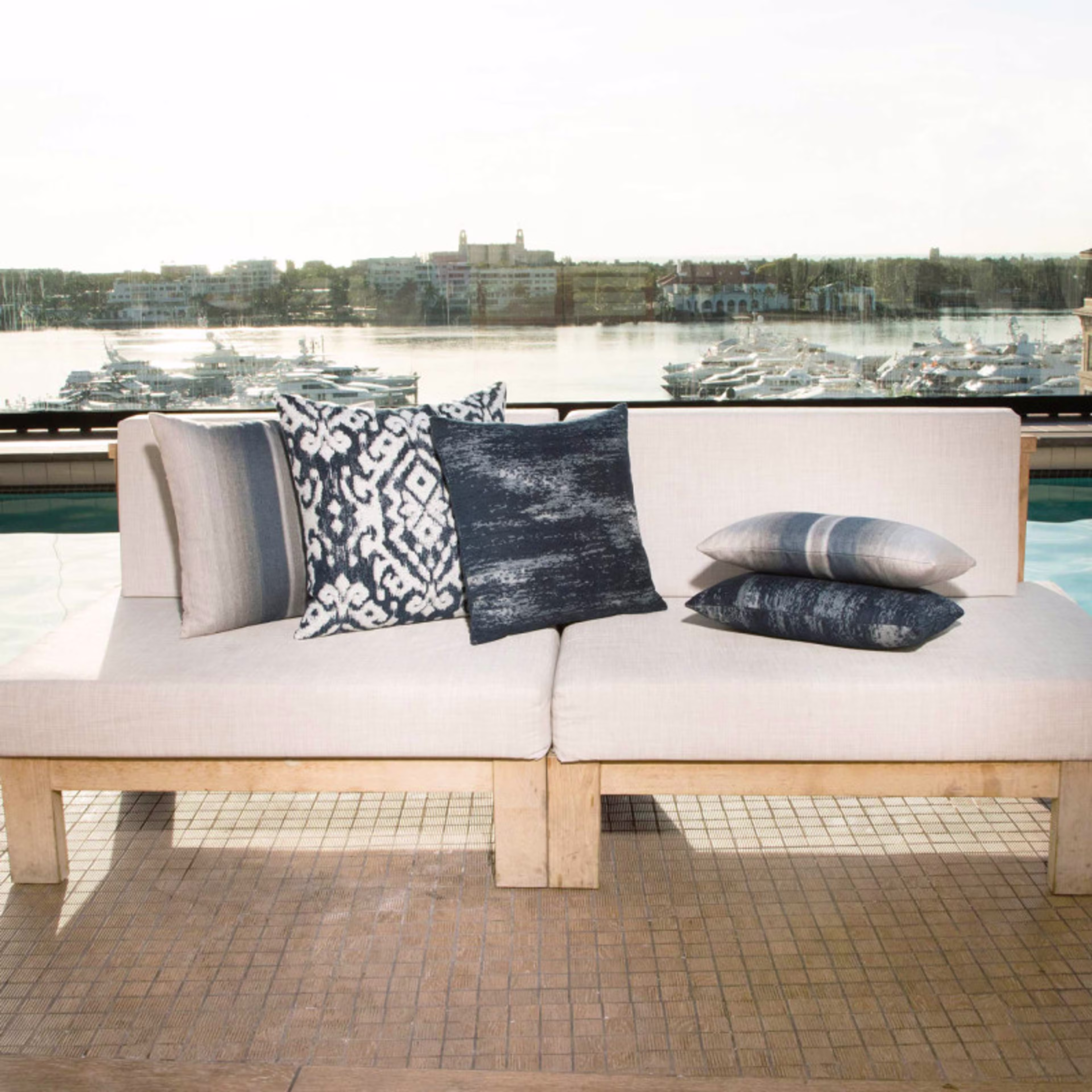Elaine Smith 20" x 20" Ombre Indigo Sunbrella Outdoor Pillow