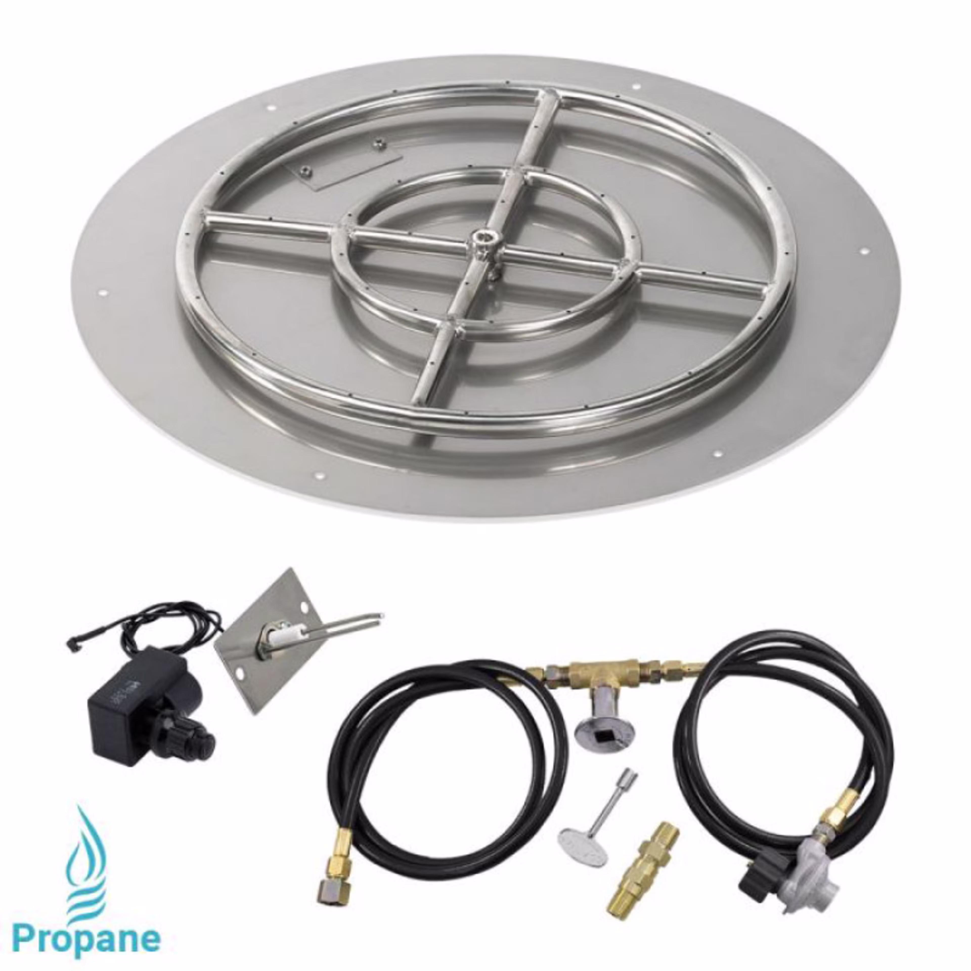 American Fire Products 24" Round Flat Pan Spark Ignition Fire Pit Burner Kit