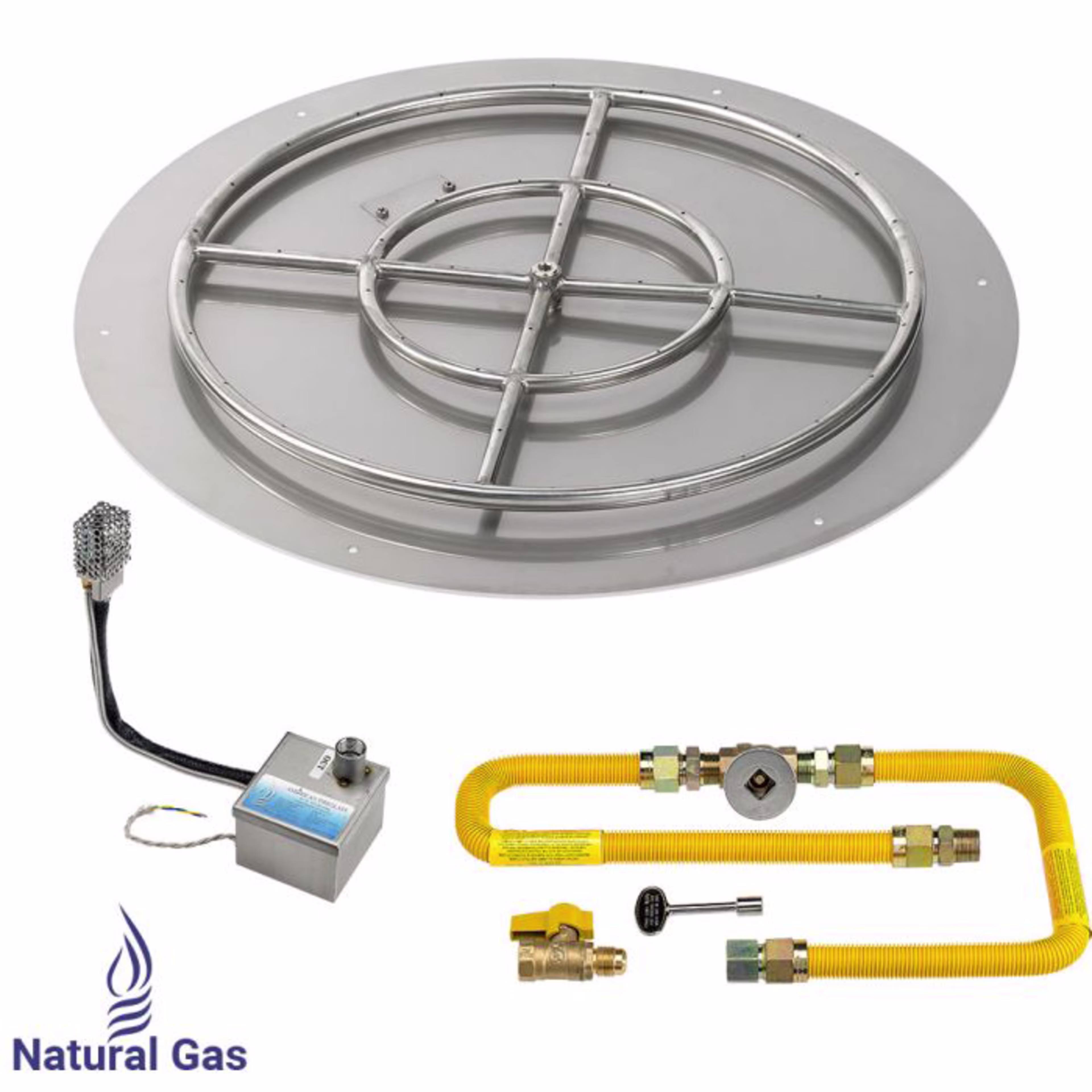 American Fire Products 30" Round Flat Pan AWEIS Fire Pit Burner Kit - High Capacity