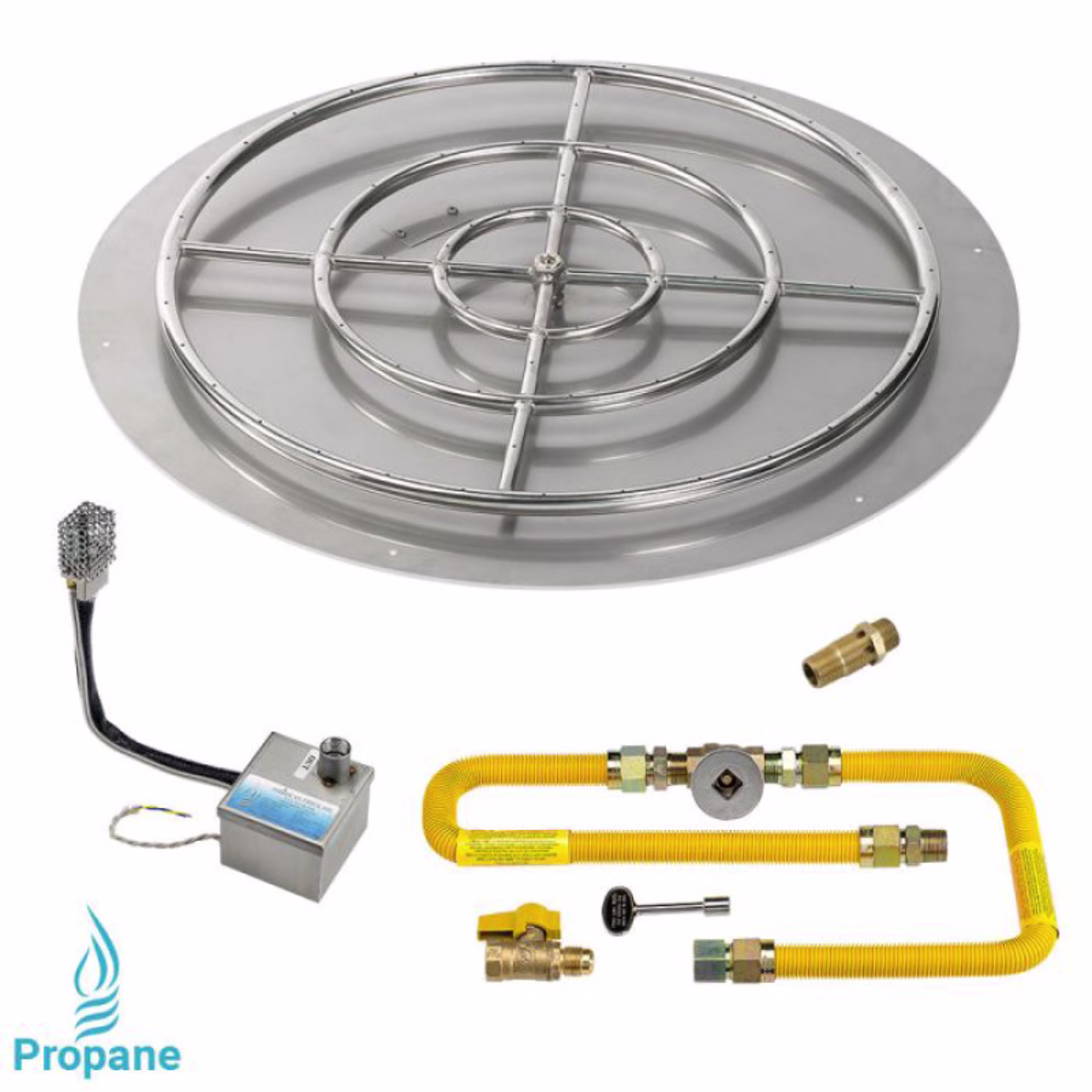 American Fire Products 36" Round Flat Pan AWEIS Fire Pit Burner Kit - High Capacity
