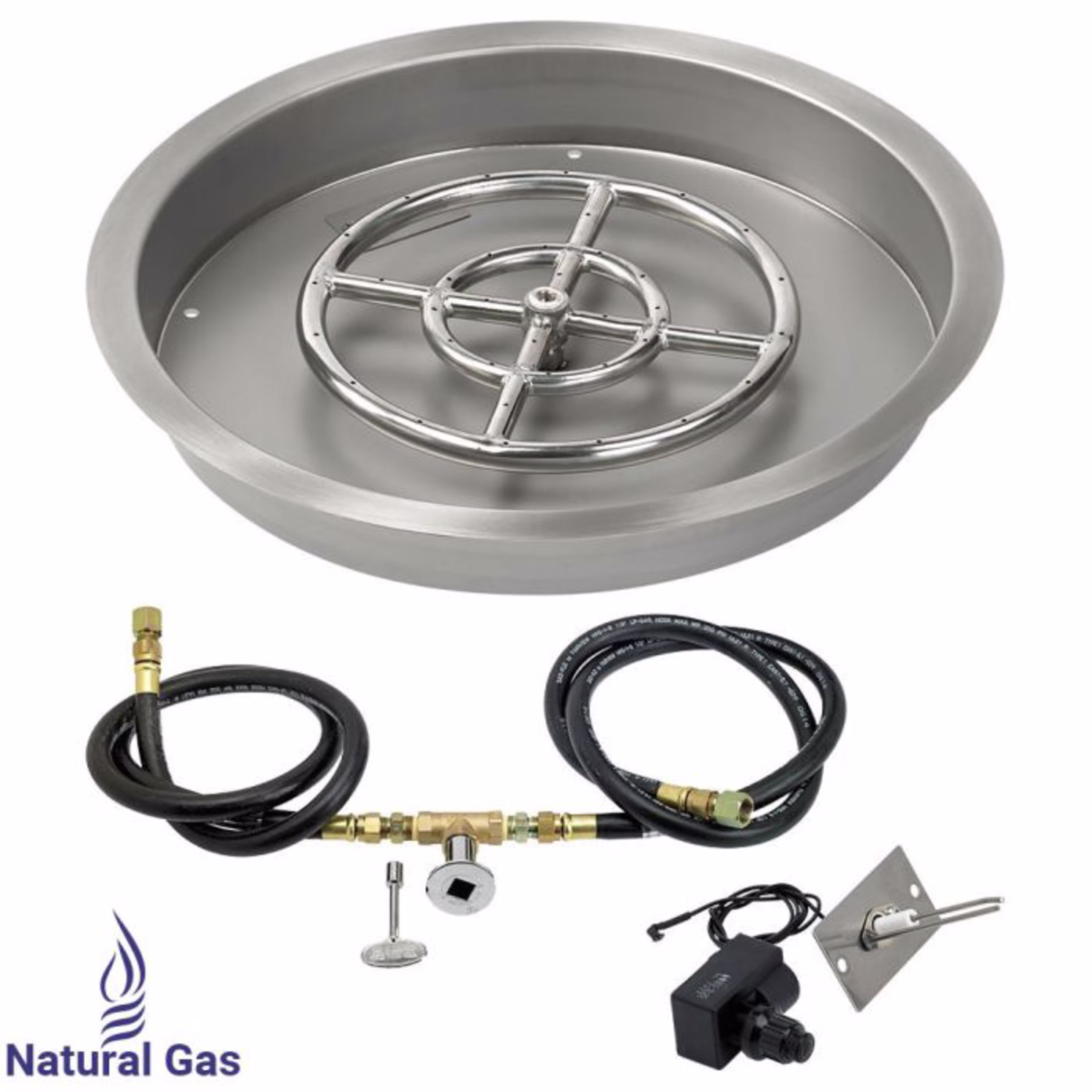 American Fire Products 19" Round Drop-In Pan Spark Ignition Fire Pit Burner Kit