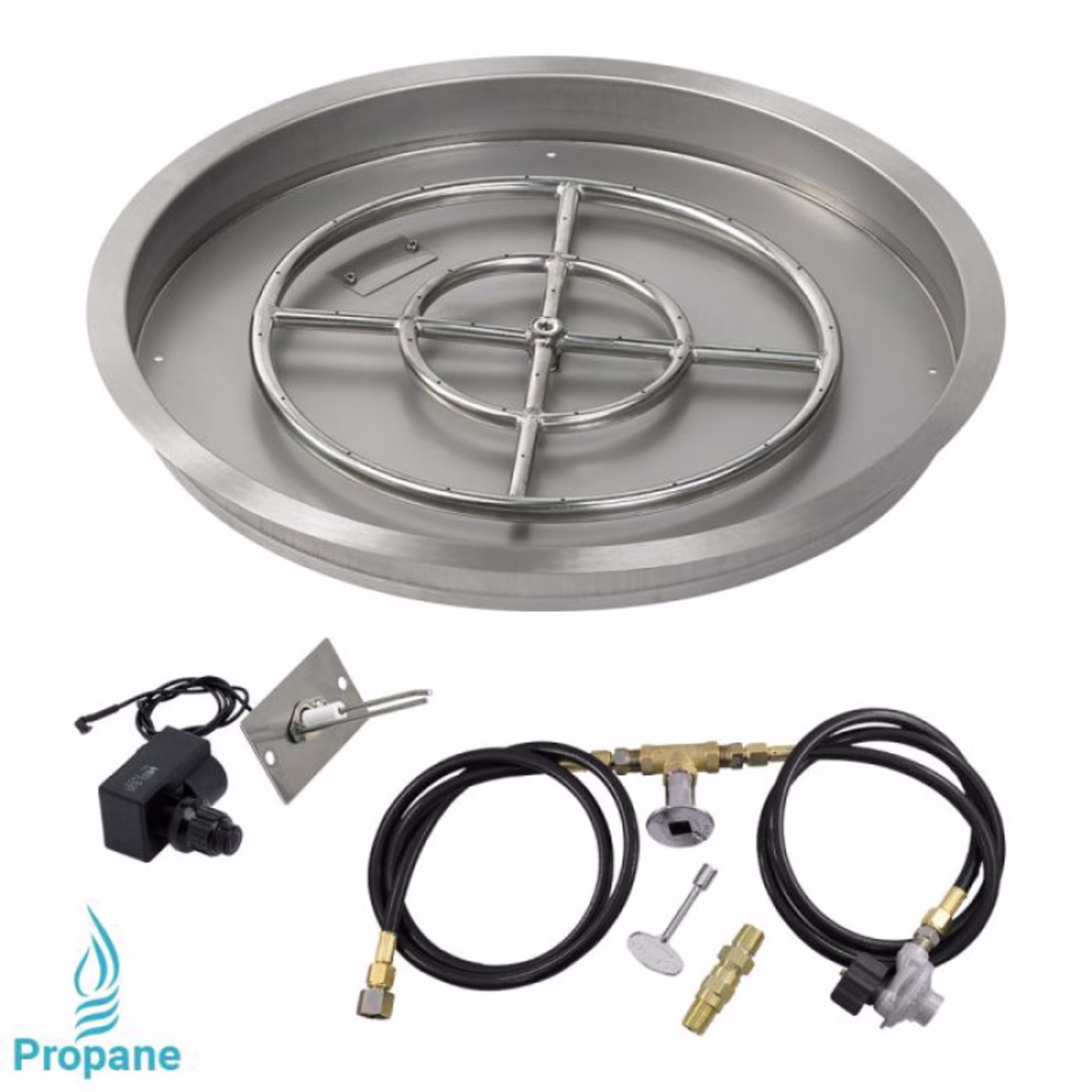 American Fire Products 25" Round Drop-In Pan Spark Ignition Fire Pit Burner Kit