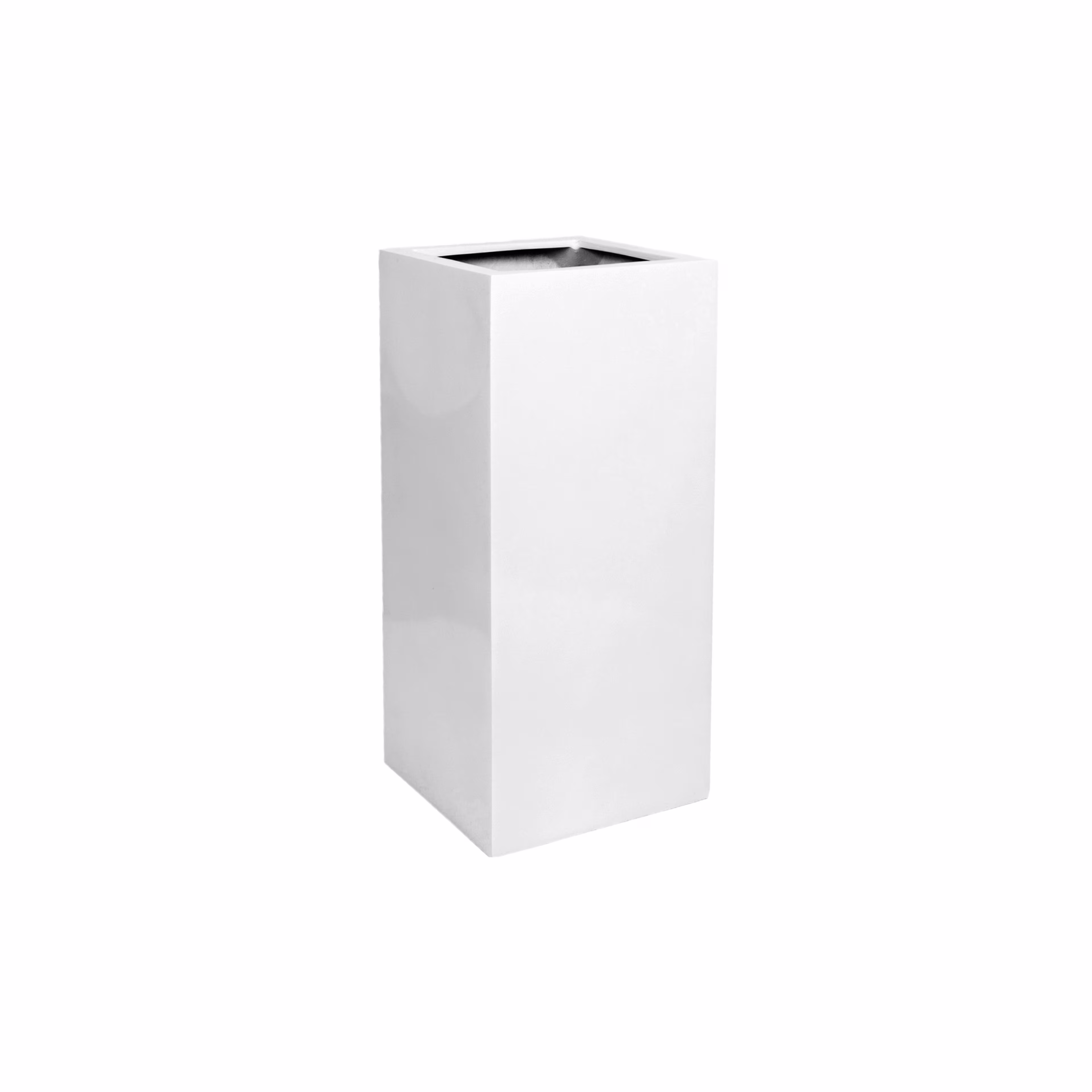 Pottery Pots Essential Bouvy 12" x 12" x 24" Square Fiberstone Planter Pot - Glossy White