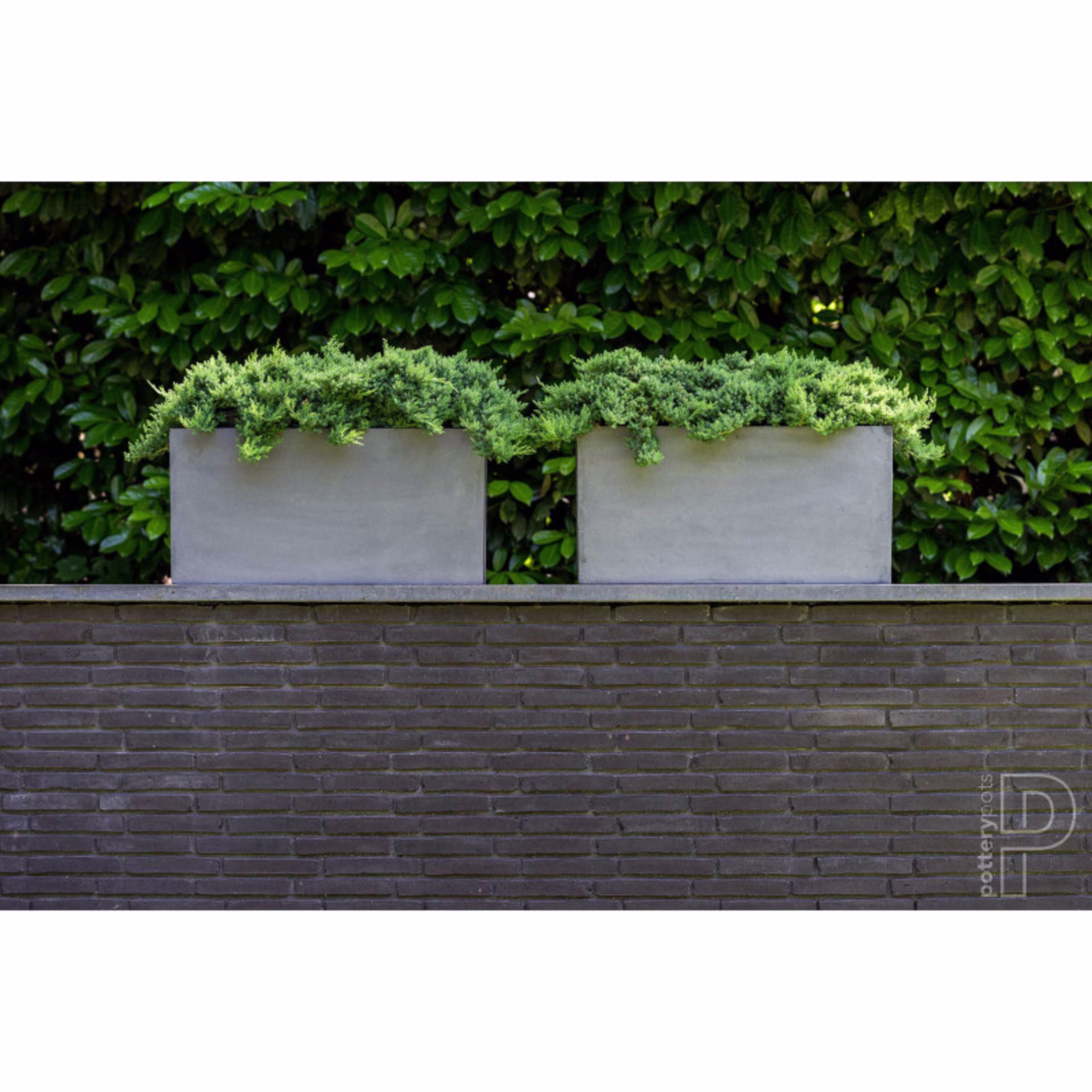 Pottery Pots Natural Jumbo Jort 47" x 18" x 24" Rectangular Fiberstone Trough Planter - Grey