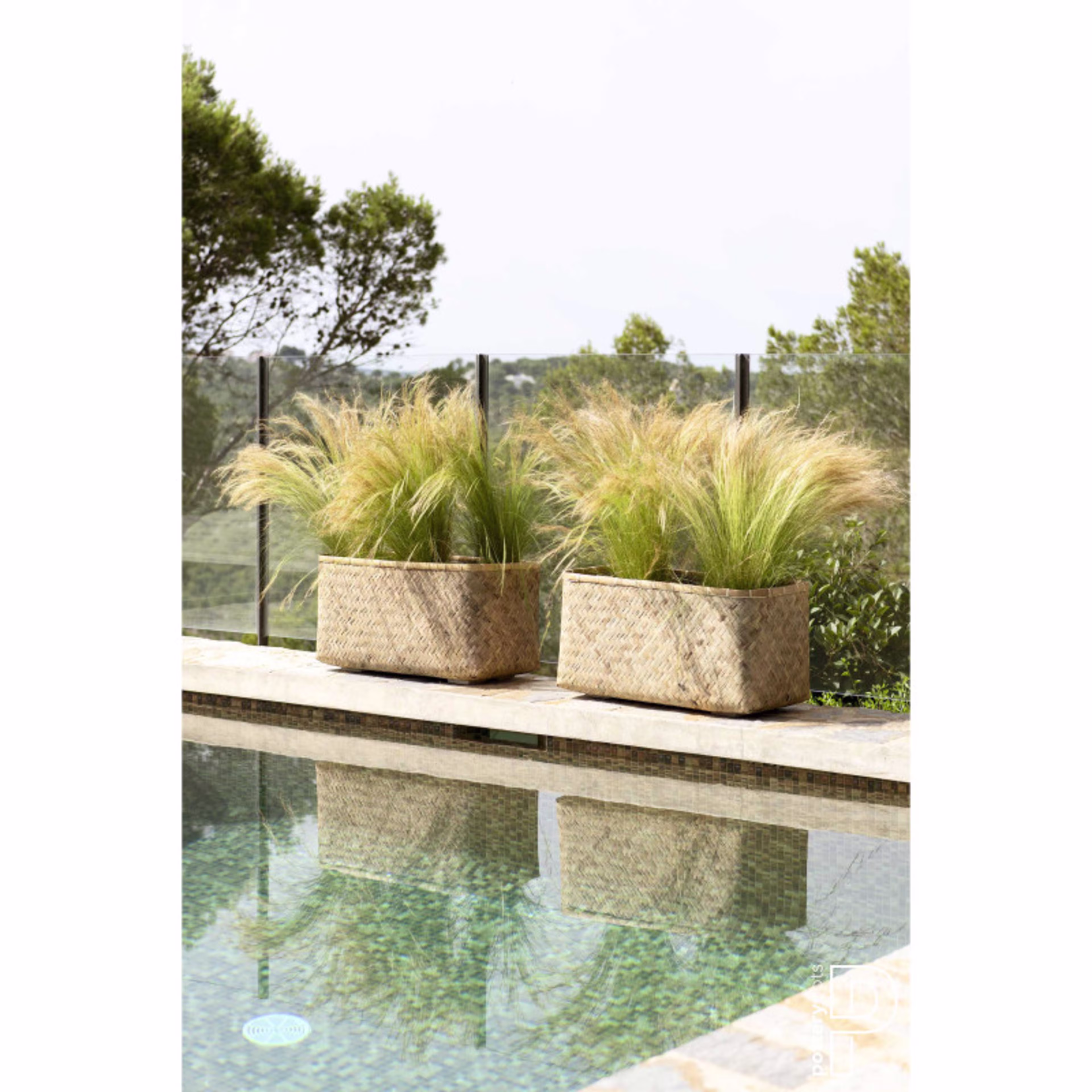 Pottery Pots Bohemian Rafi 32" Rectangular Bamboo Trough Planter