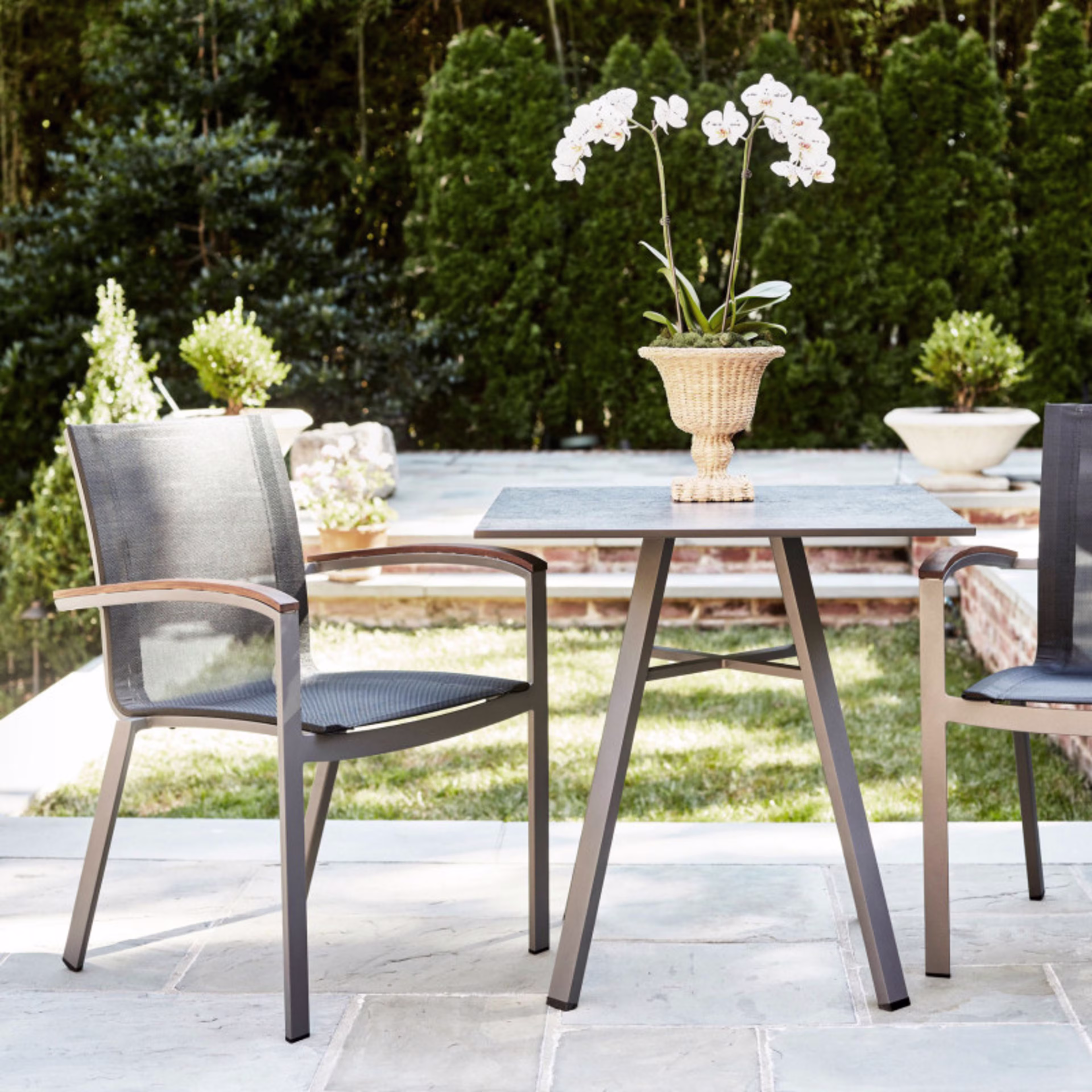 Jensen Outdoor Harmony 29" HPL Square Bistro Table - Dark Gray