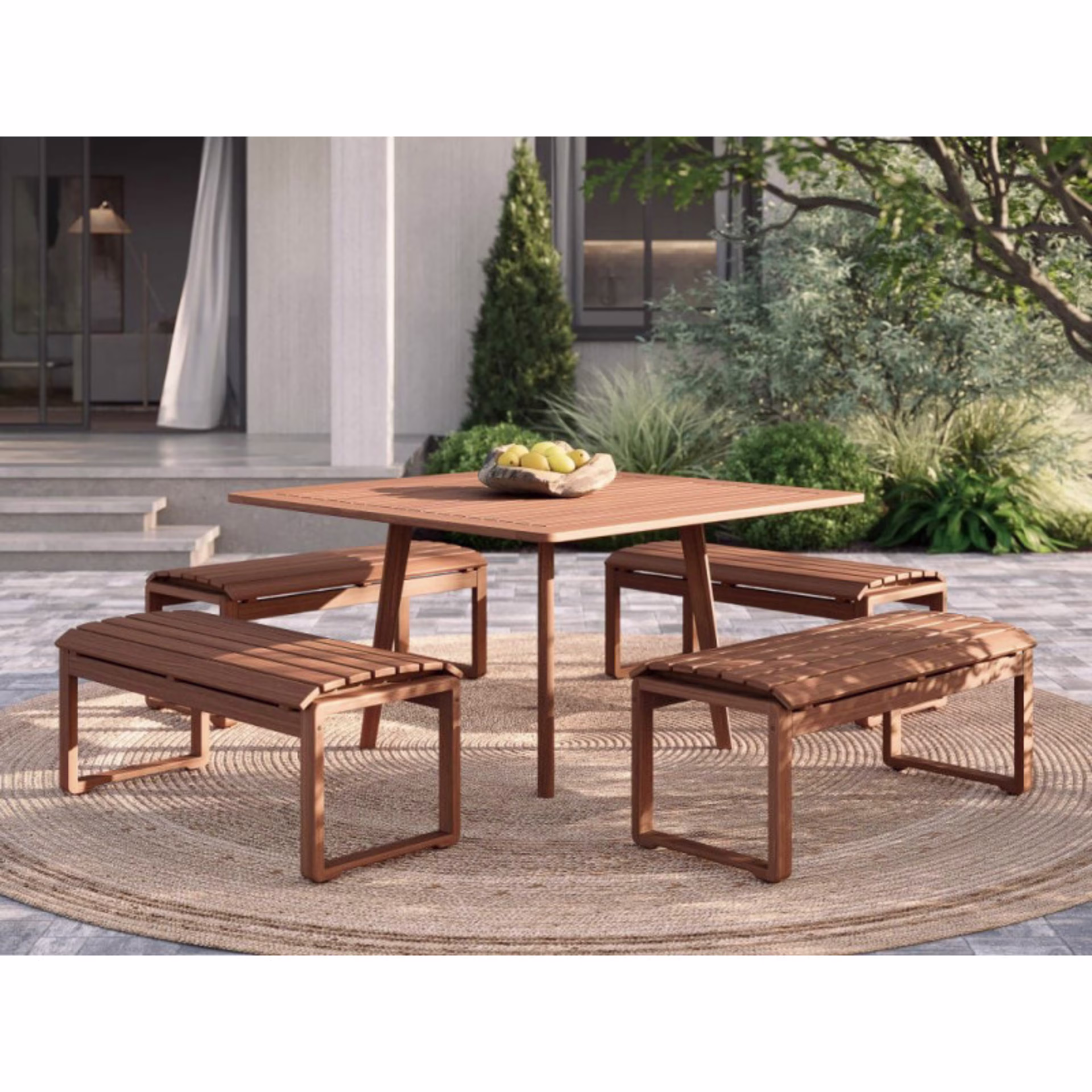 Jensen Outdoor Foundations 53" Ipe Wood Square Dining Table