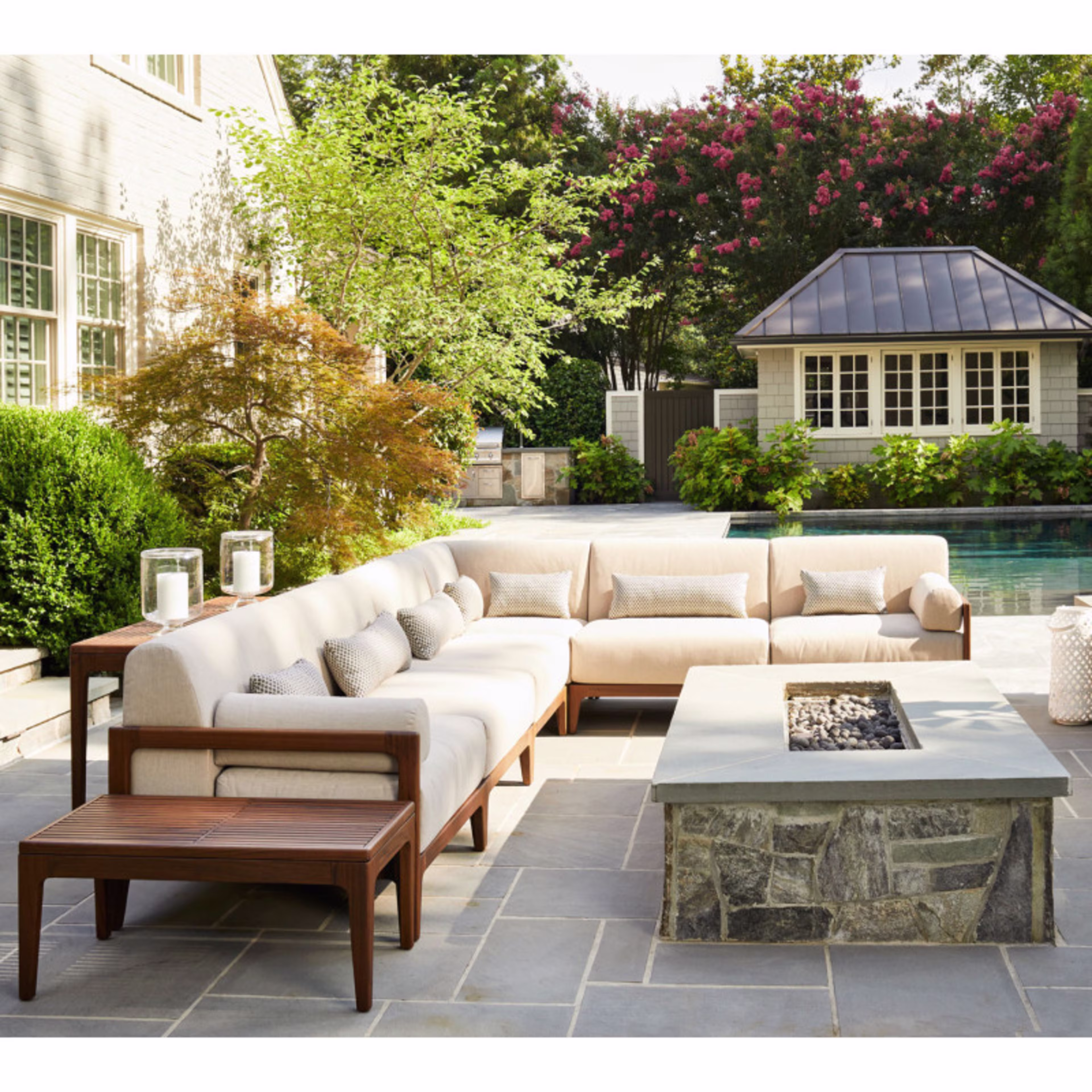 Jensen Outdoor Mix Ipe Wood Armless Outdoor Sectional Unit