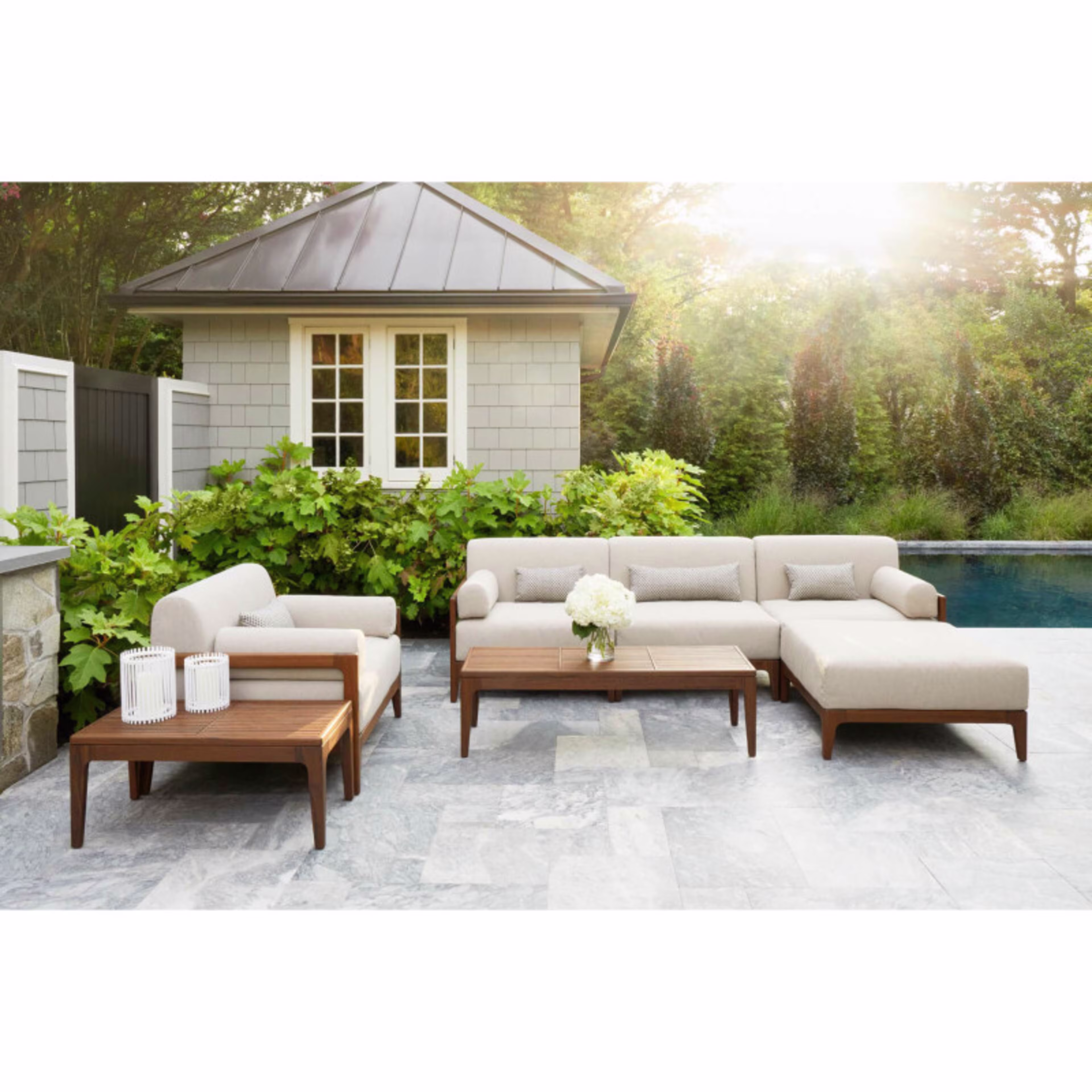 Jensen Outdoor Mix Ipe Wood Ottoman