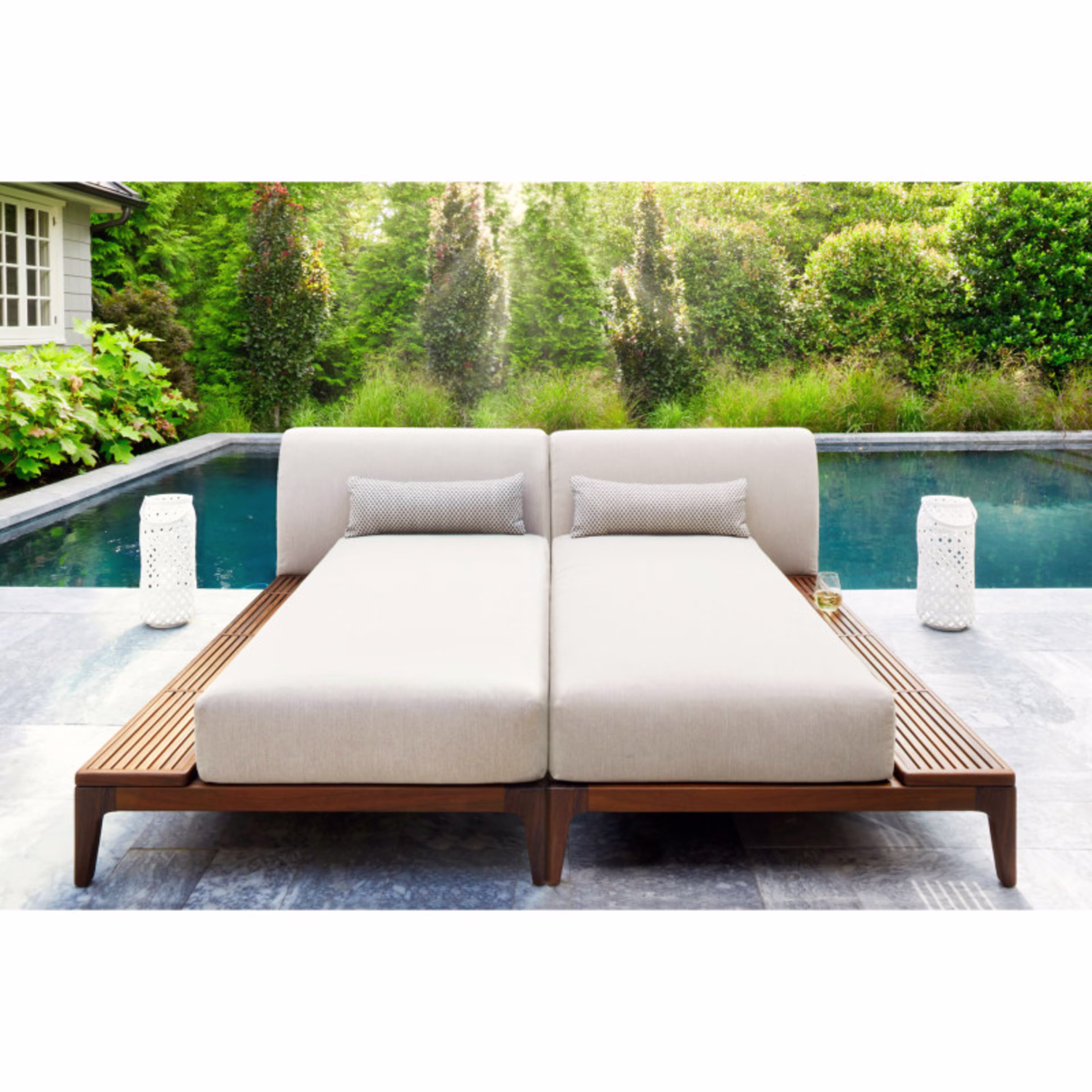 Jensen Outdoor Mix Ipe Wood Reversible Chaise Lounge
