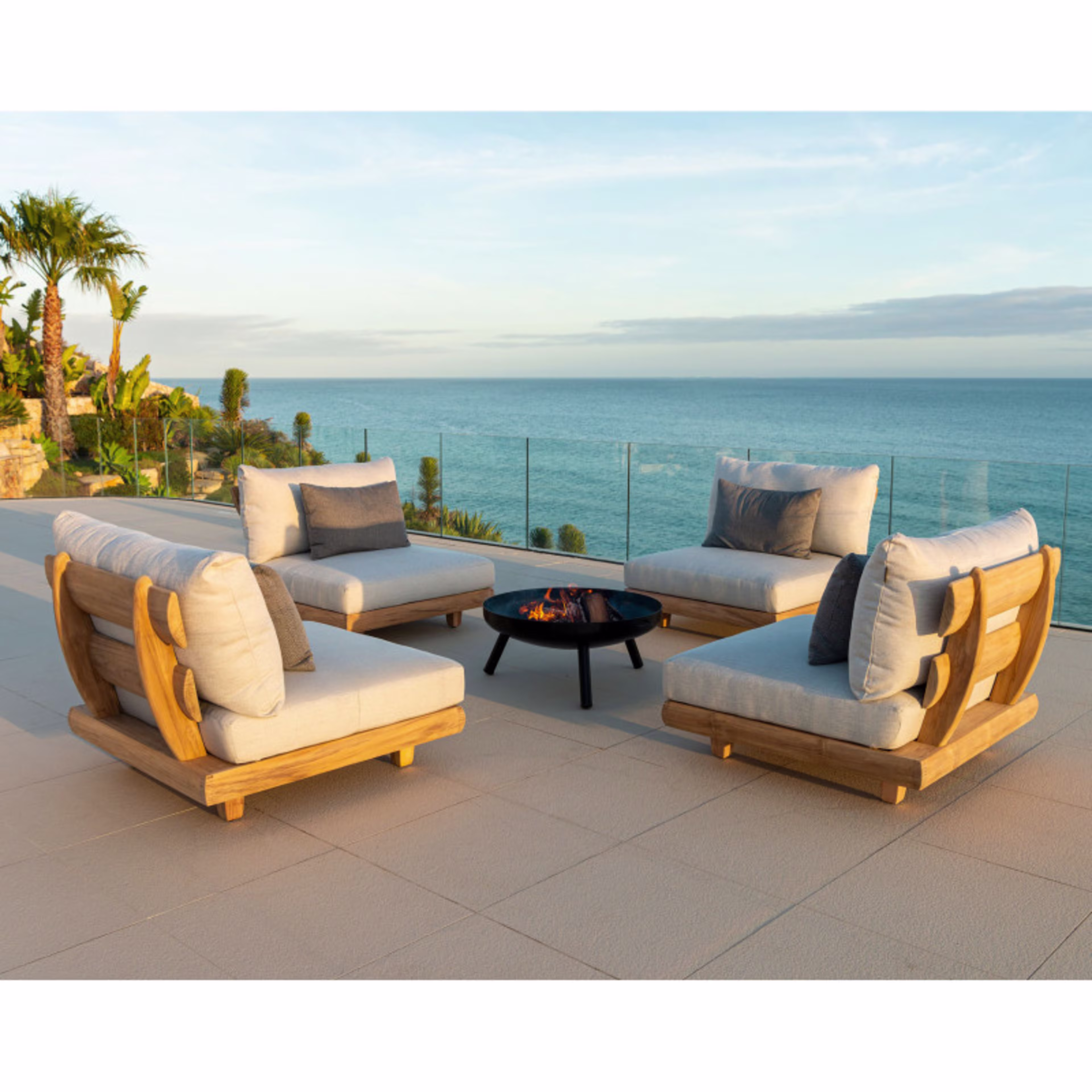 Jensen Outdoor Sorrento Teak Armless Outdoor Sectional Unit