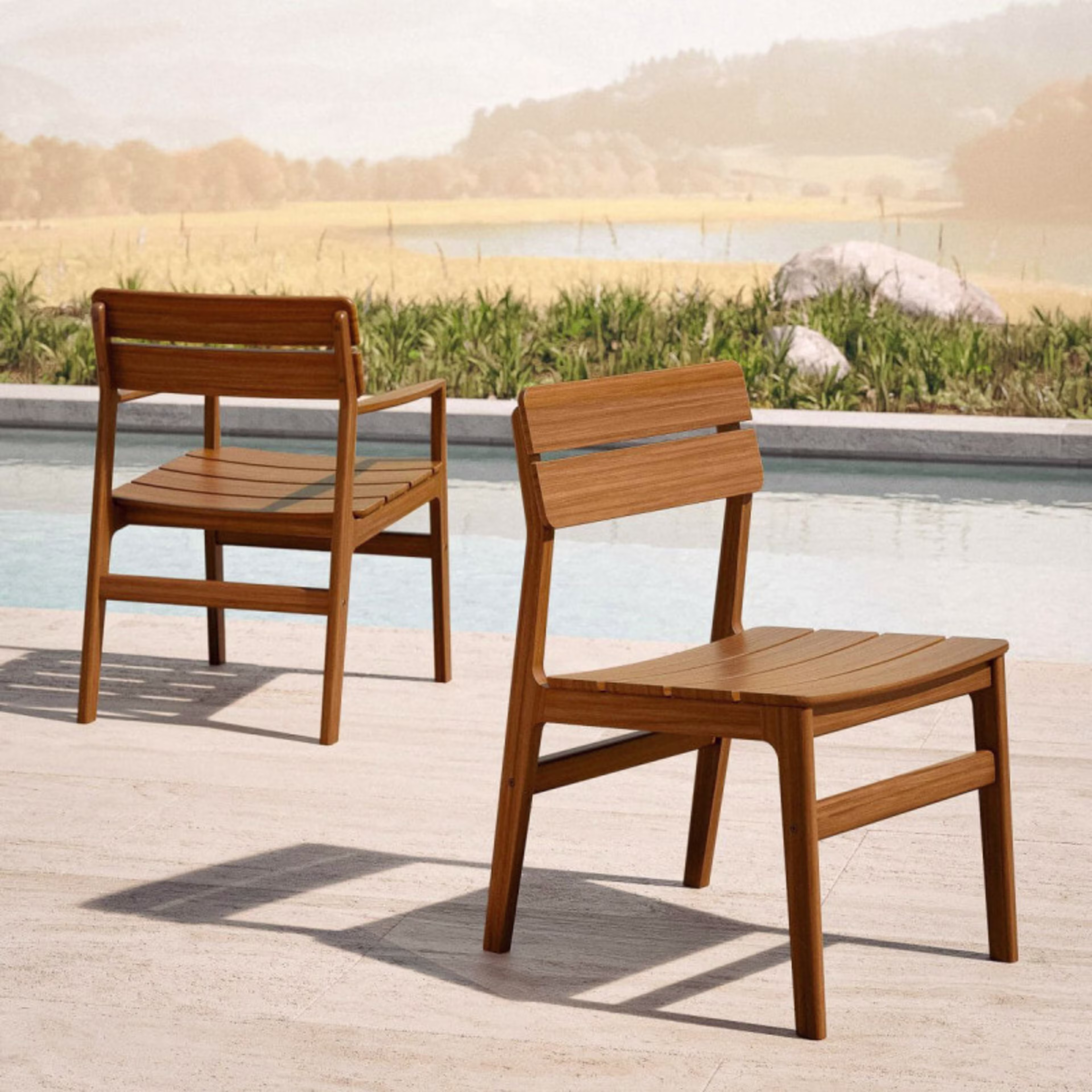 Jensen Outdoor Innova Aurora Ipe Wood Dining Side Chair
