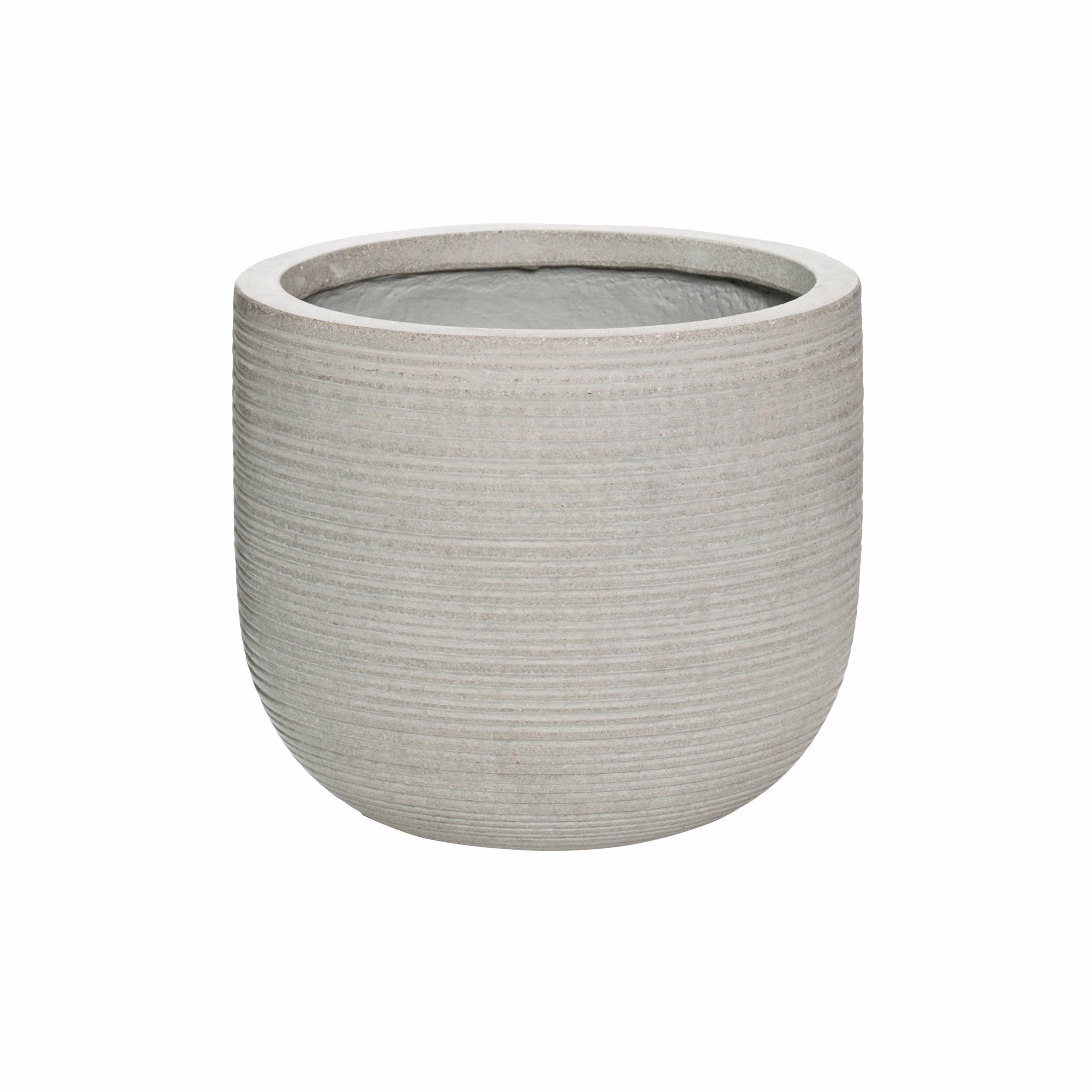 Pottery Pots Ridged Cody 11" Round Ficonstone Planter Pot - Light Grey