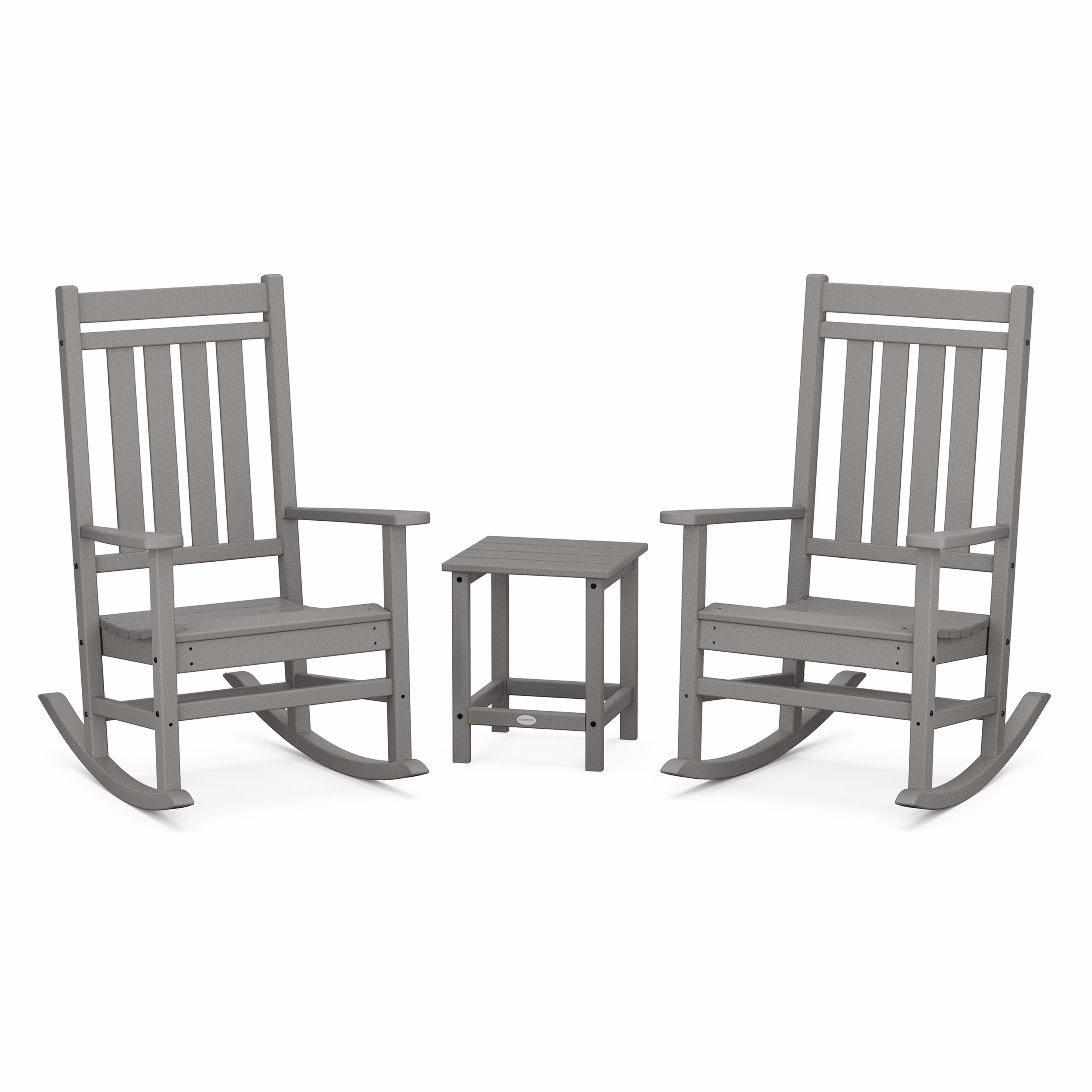 Polywood Estate 3-Piece Rocking Chair Set with Long Island 18" Side Table