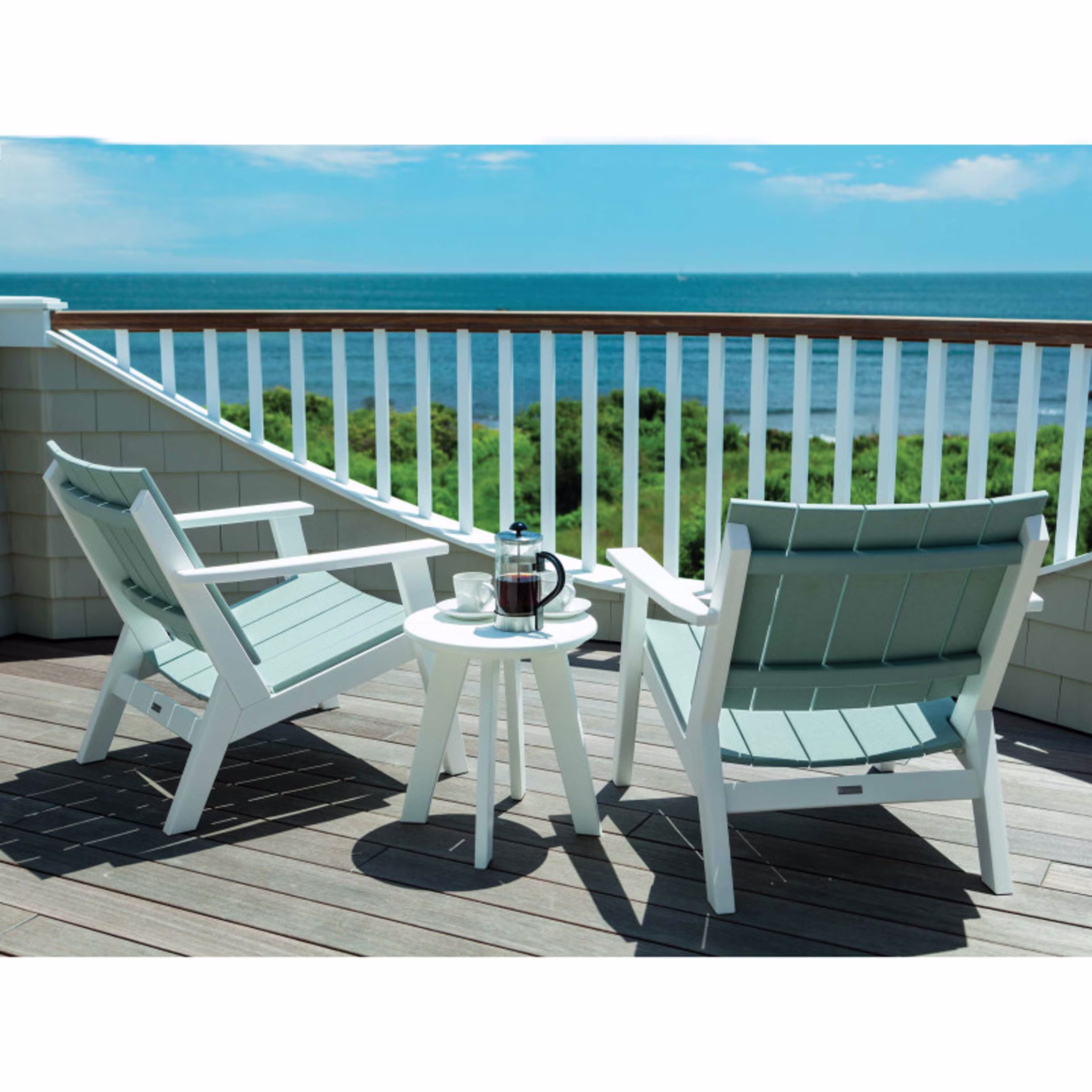 Seaside Casual DEX 17.5" Recycled Polymer Round End Table - Set of 2