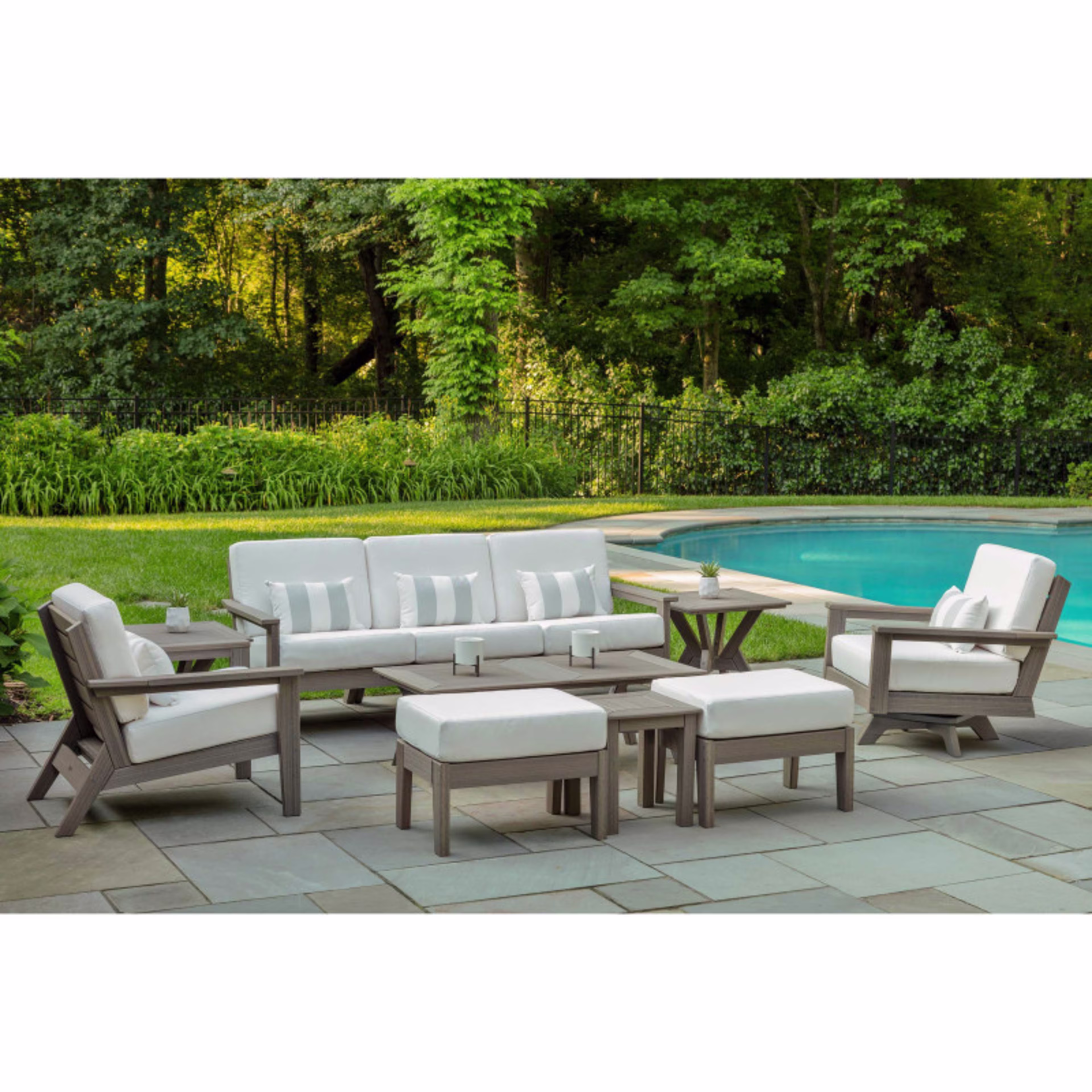 Seaside Casual DEX 16.5" Recycled Polymer Square Side Table - Set of 2