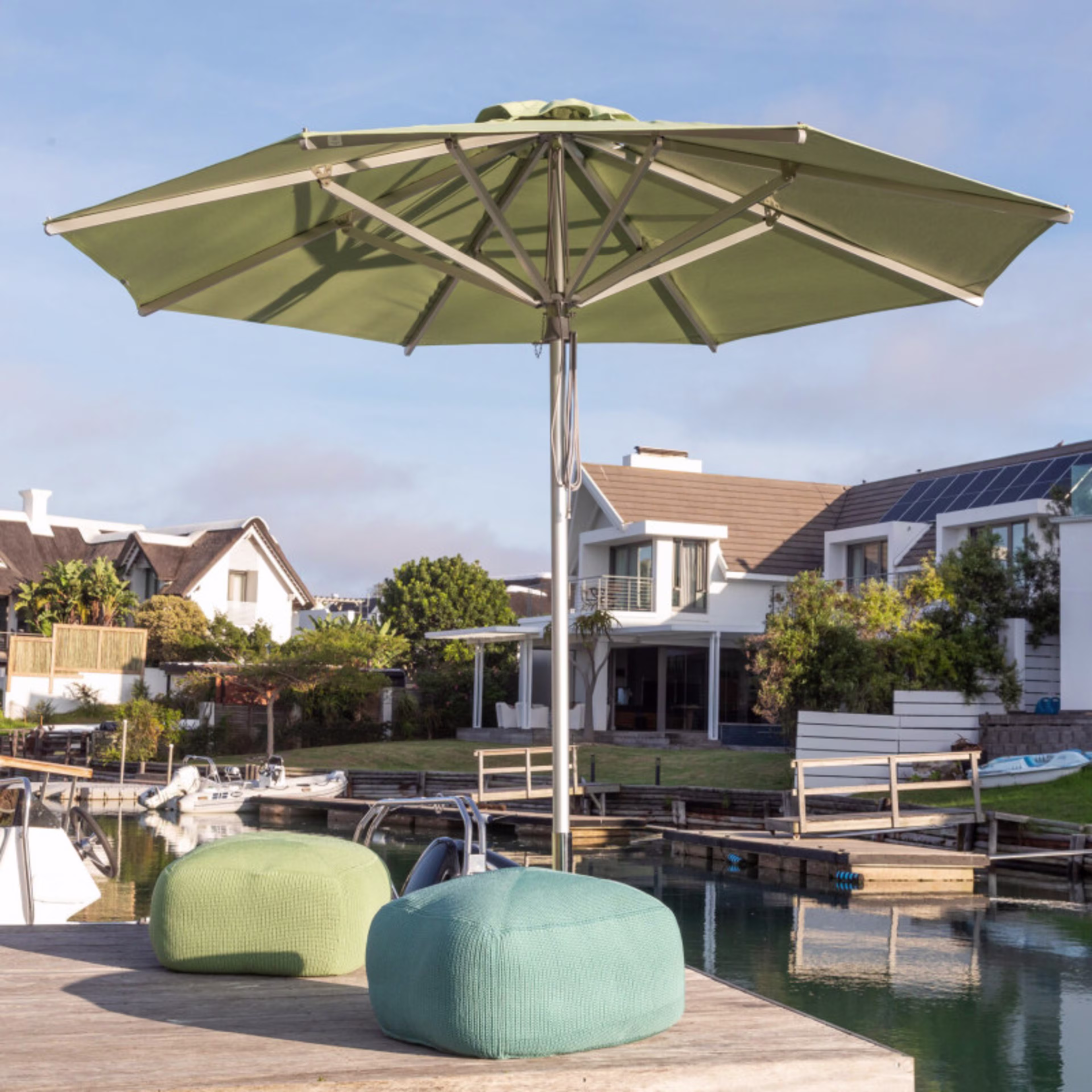 Woodline Shade Solutions Elegance 11.5' Round Aluminum Market Patio Umbrella
