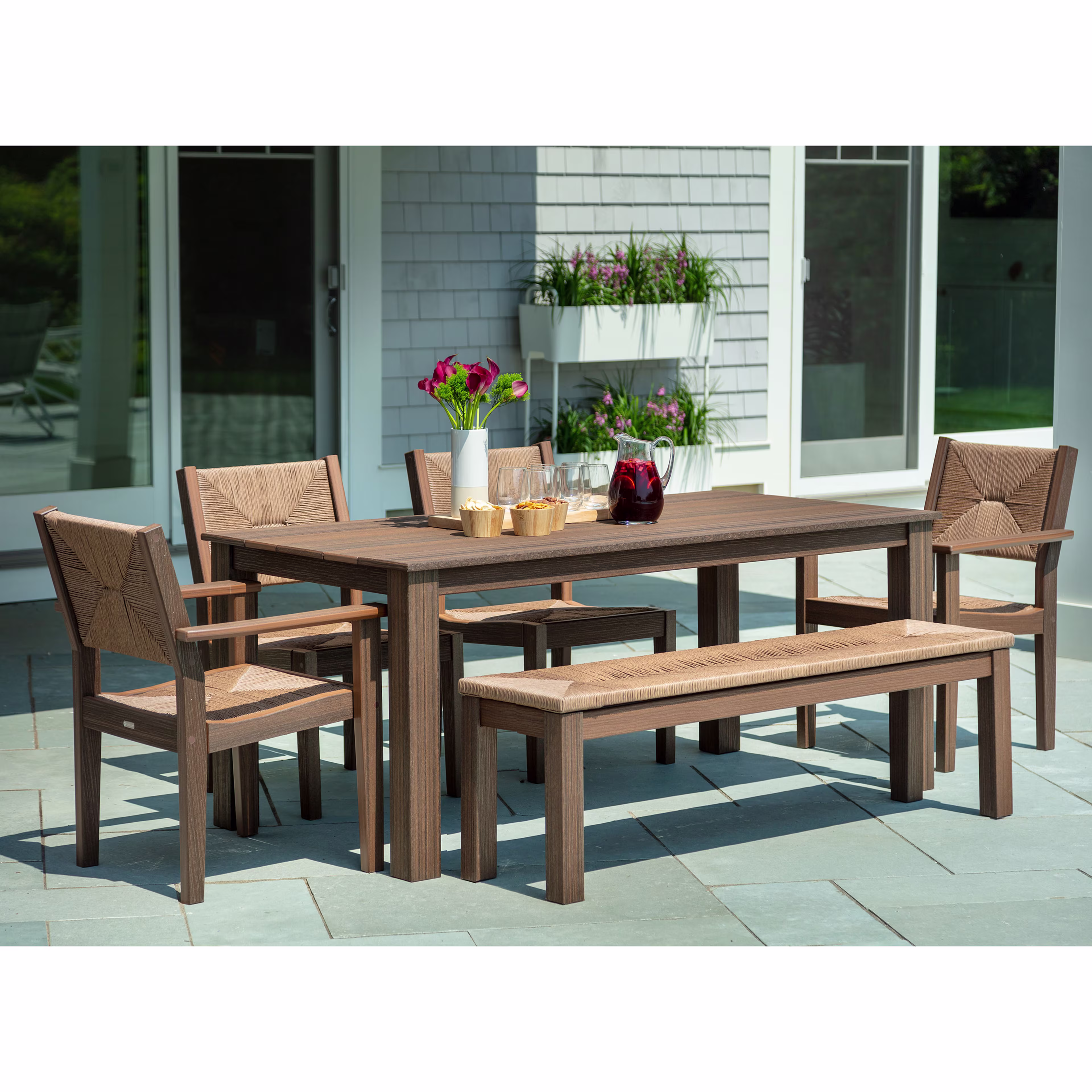 Seaside Casual Greenwich 6-Piece Rectangular Woven Patio Dining Set