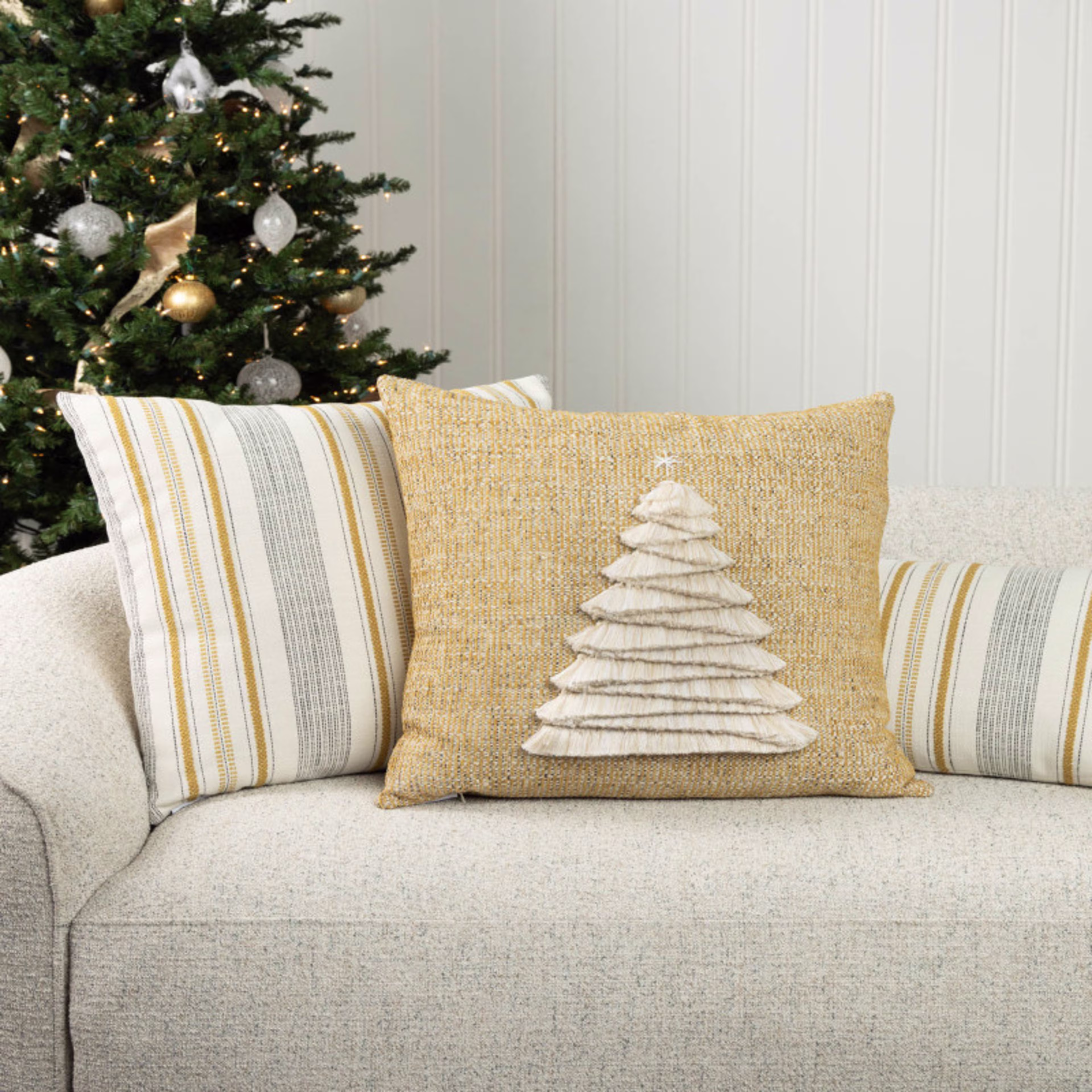 Elaine Smith 20" x 20" Pathway Gold Sunbrella Outdoor Pillow