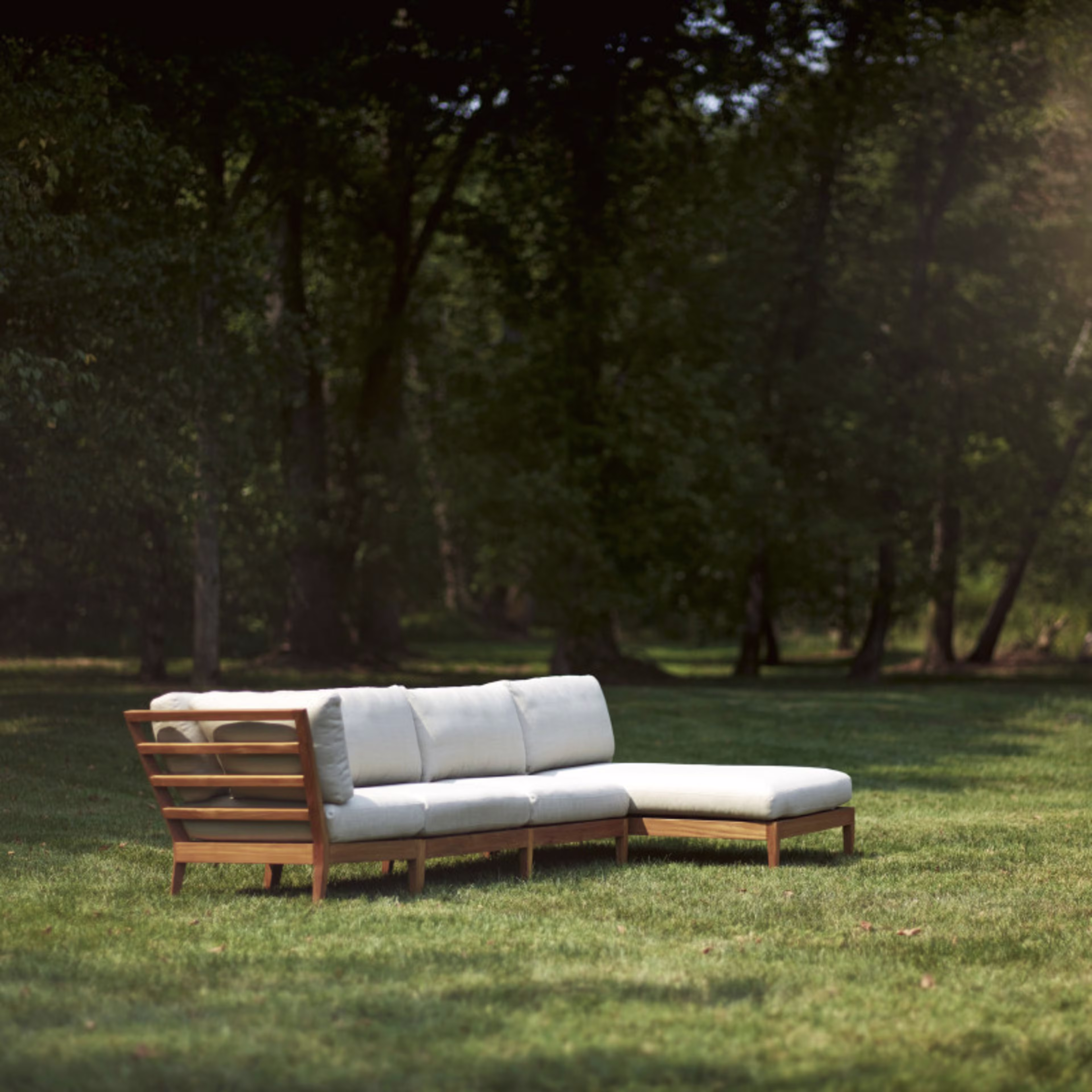 Lee Industries Hampton Teak Armless Chaise Outdoor Sectional Unit