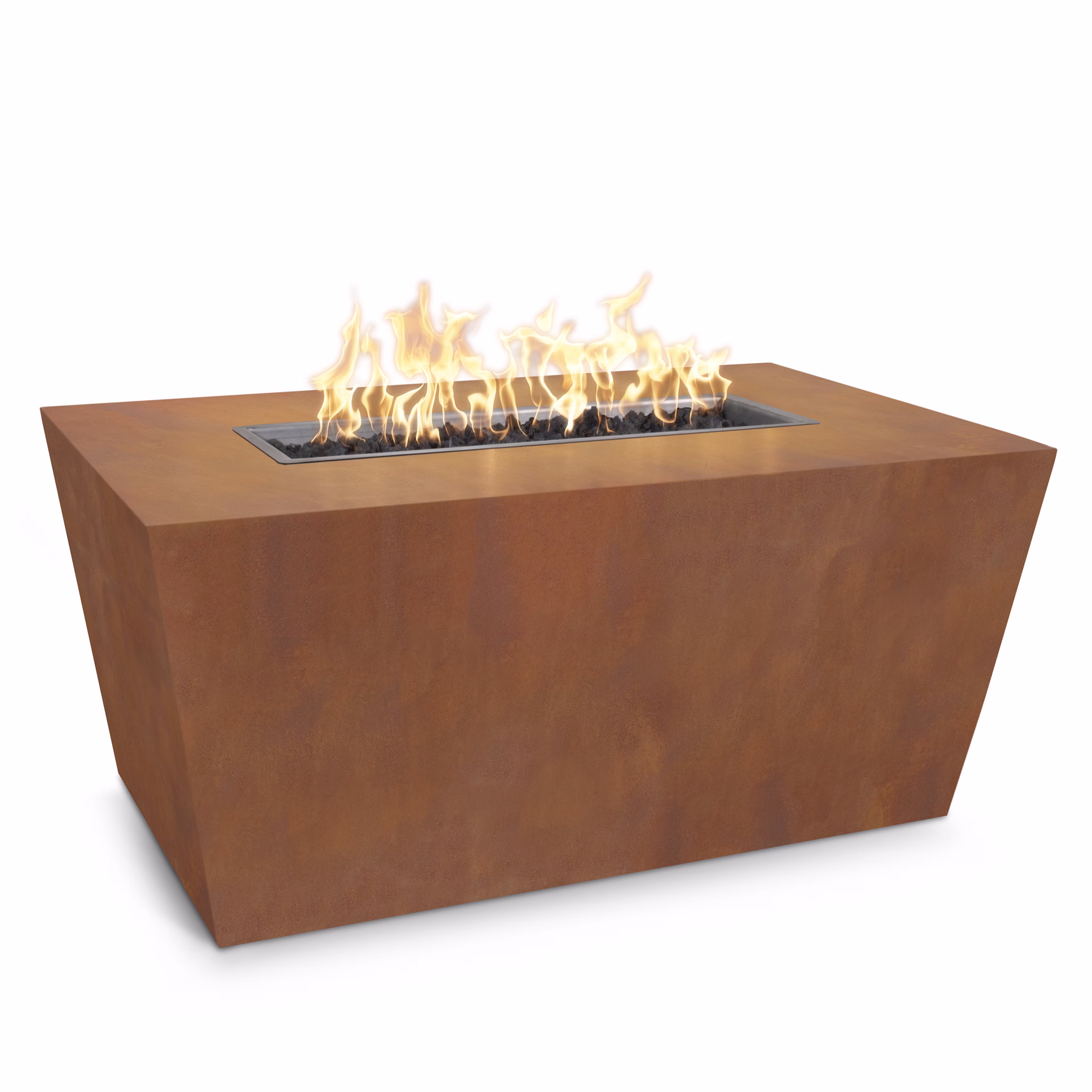 The Outdoor Plus Mesa 84" Rectangular Cor-Ten Steel Gas Fire Pit w/ Hidden Tank