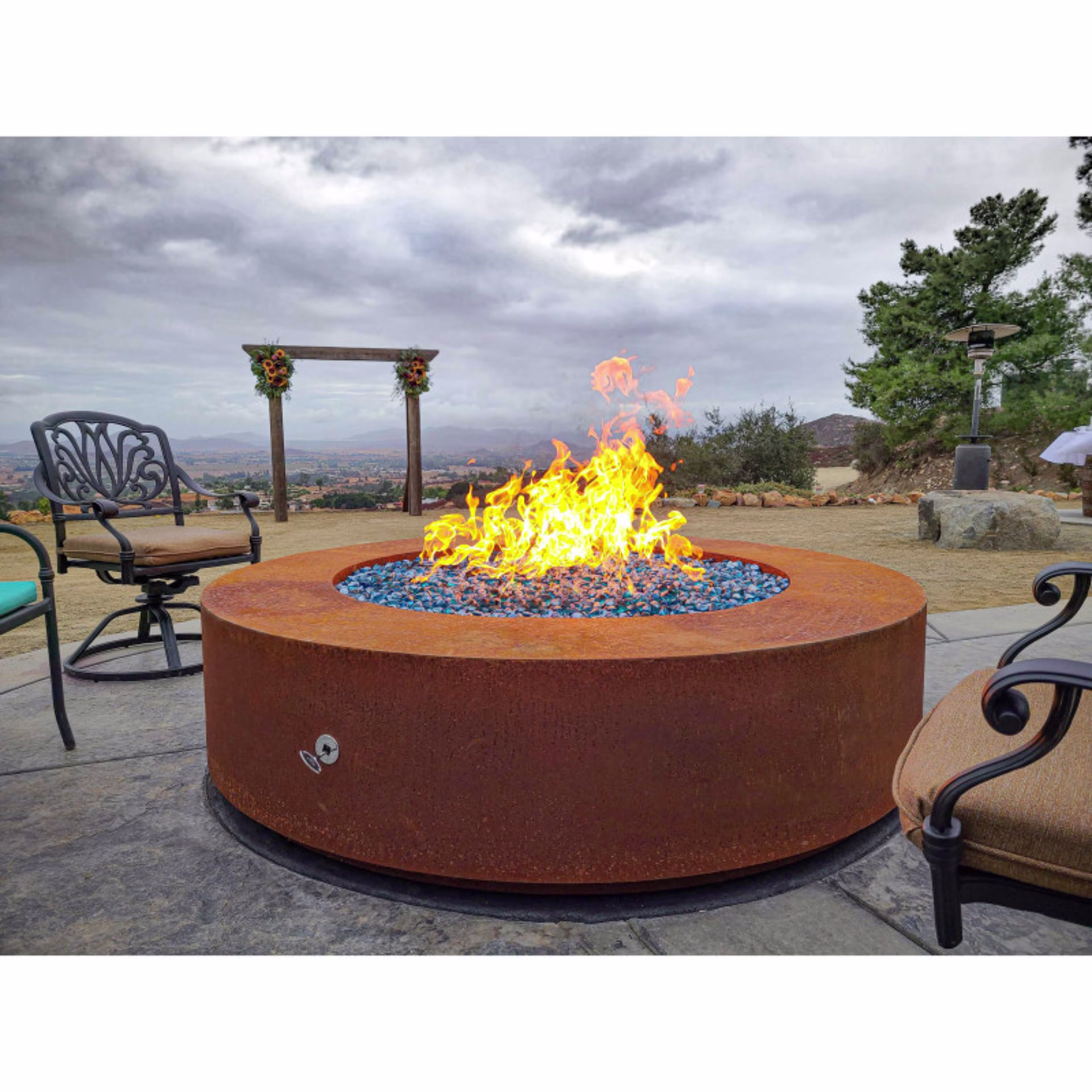 The Outdoor Plus Unity 48" Round Cor-Ten Steel Gas Fire Pit