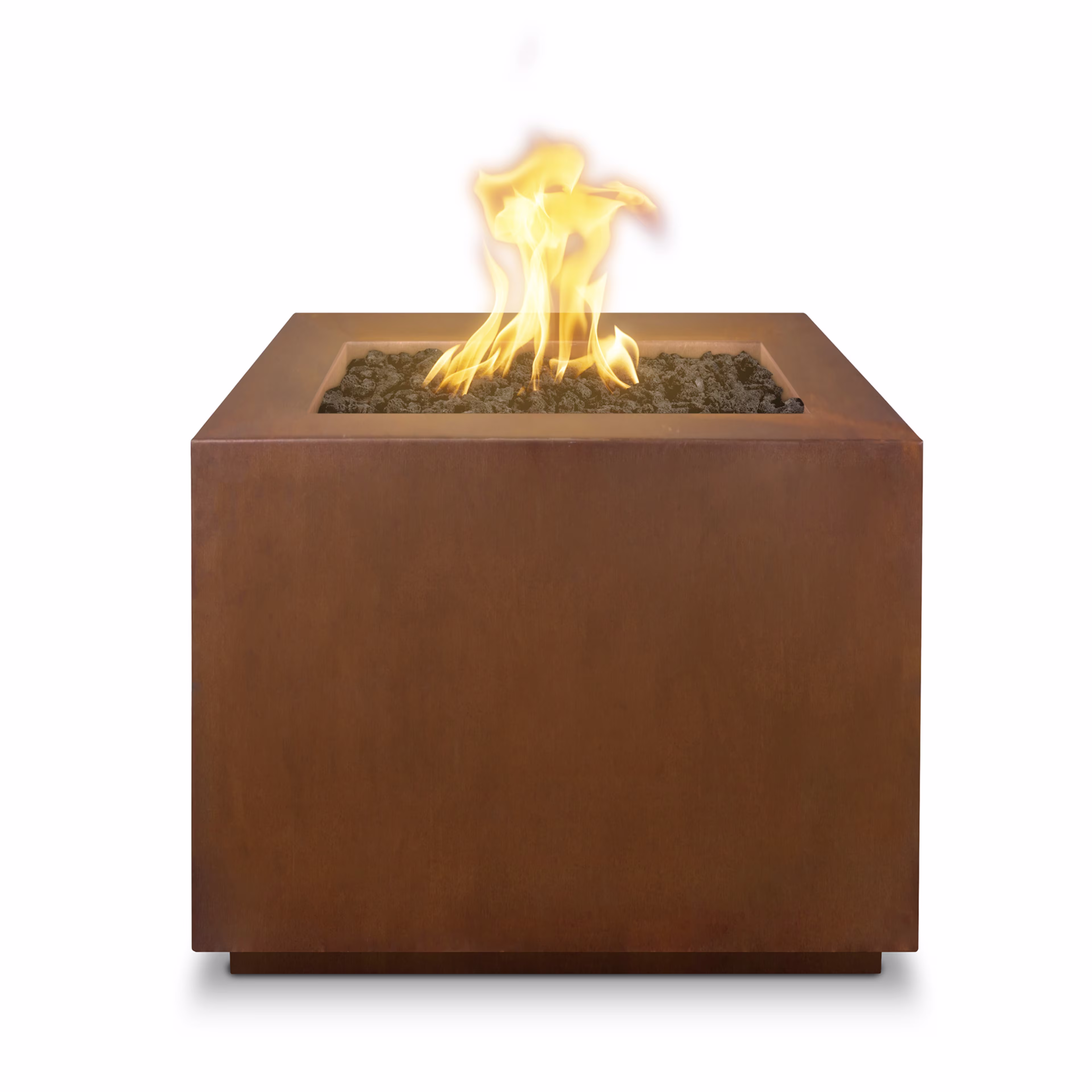 The Outdoor Plus Forma 42" Square Cor-Ten Steel Gas Fire Pit w/ Hidden Tank